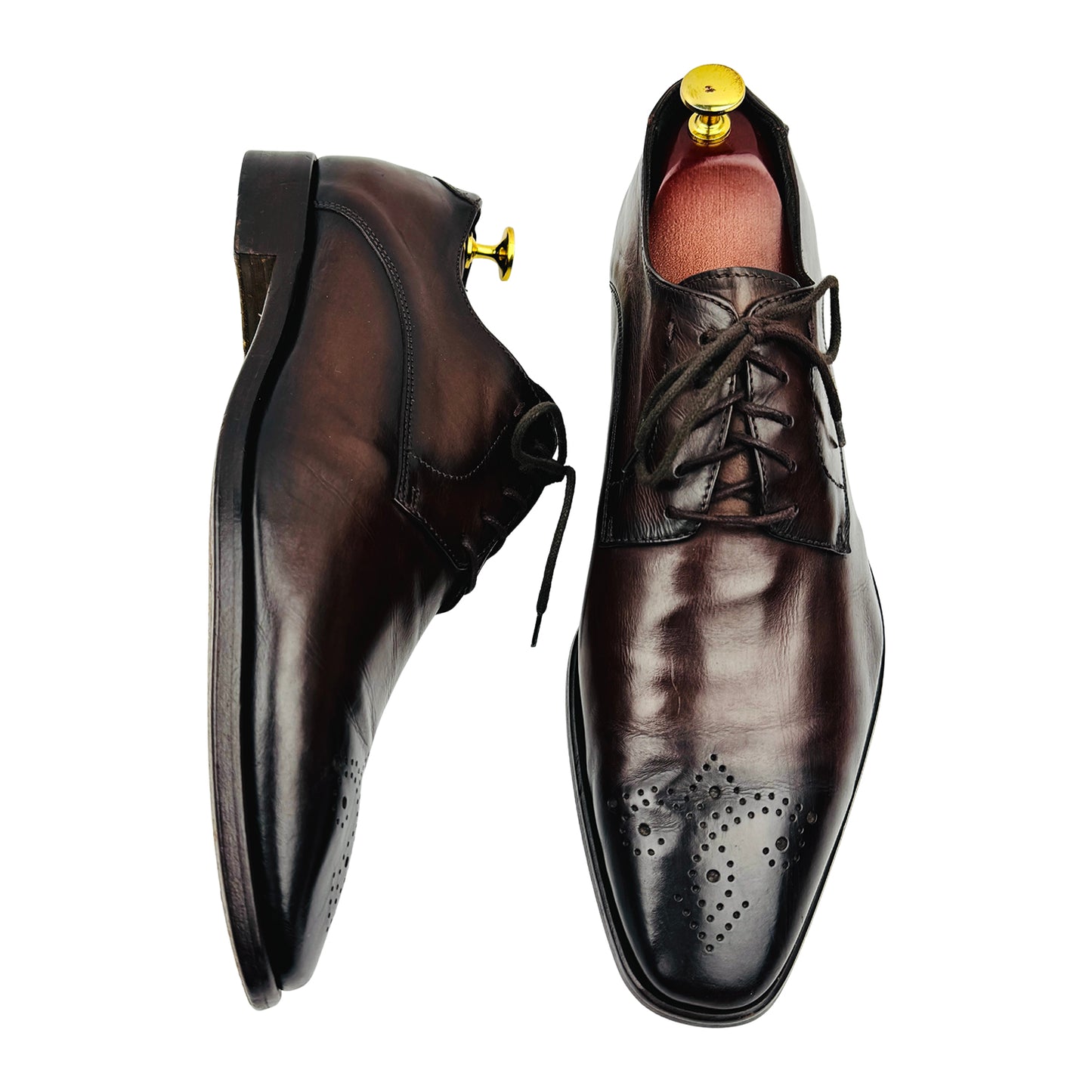 Curatore Men's Dark Brown Leather Oxford Shoes (Size 44.5)
