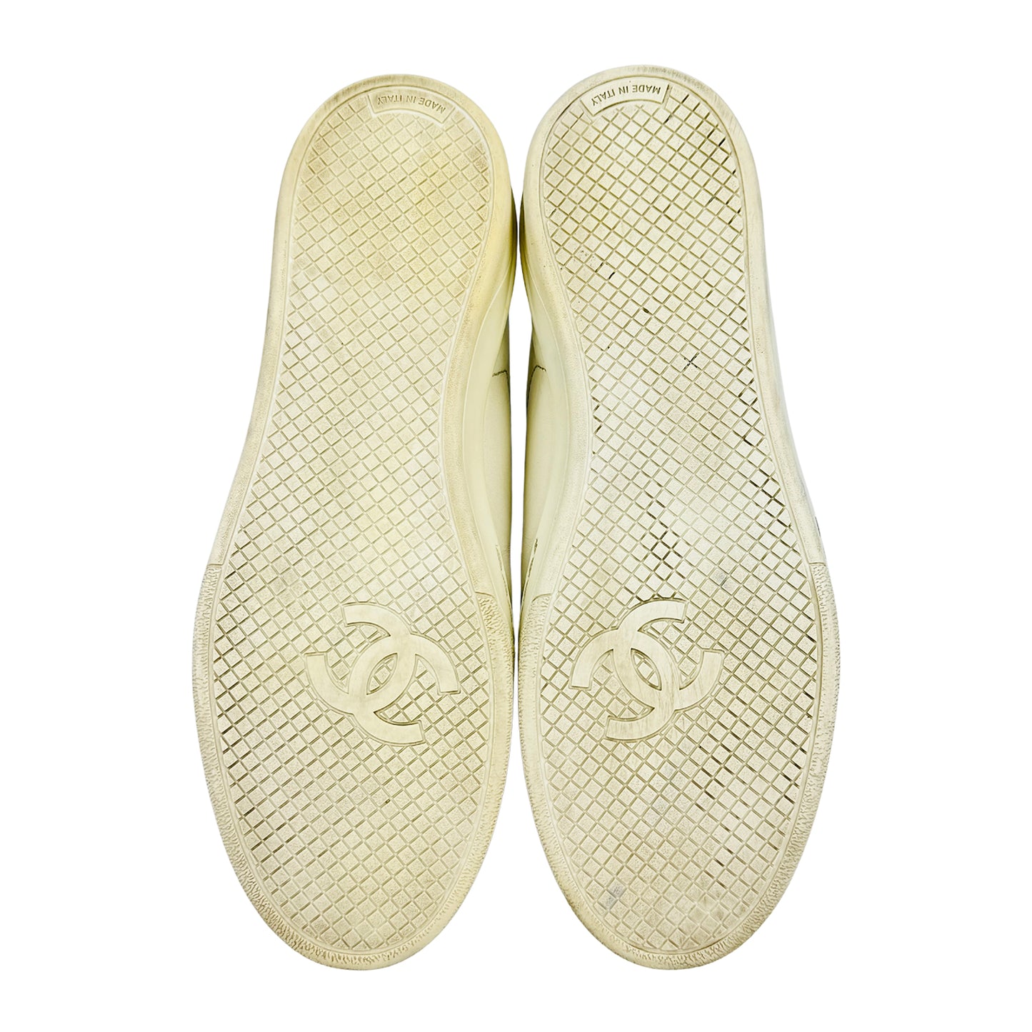 Chanel White Leather Sneakers (Size 38.5)