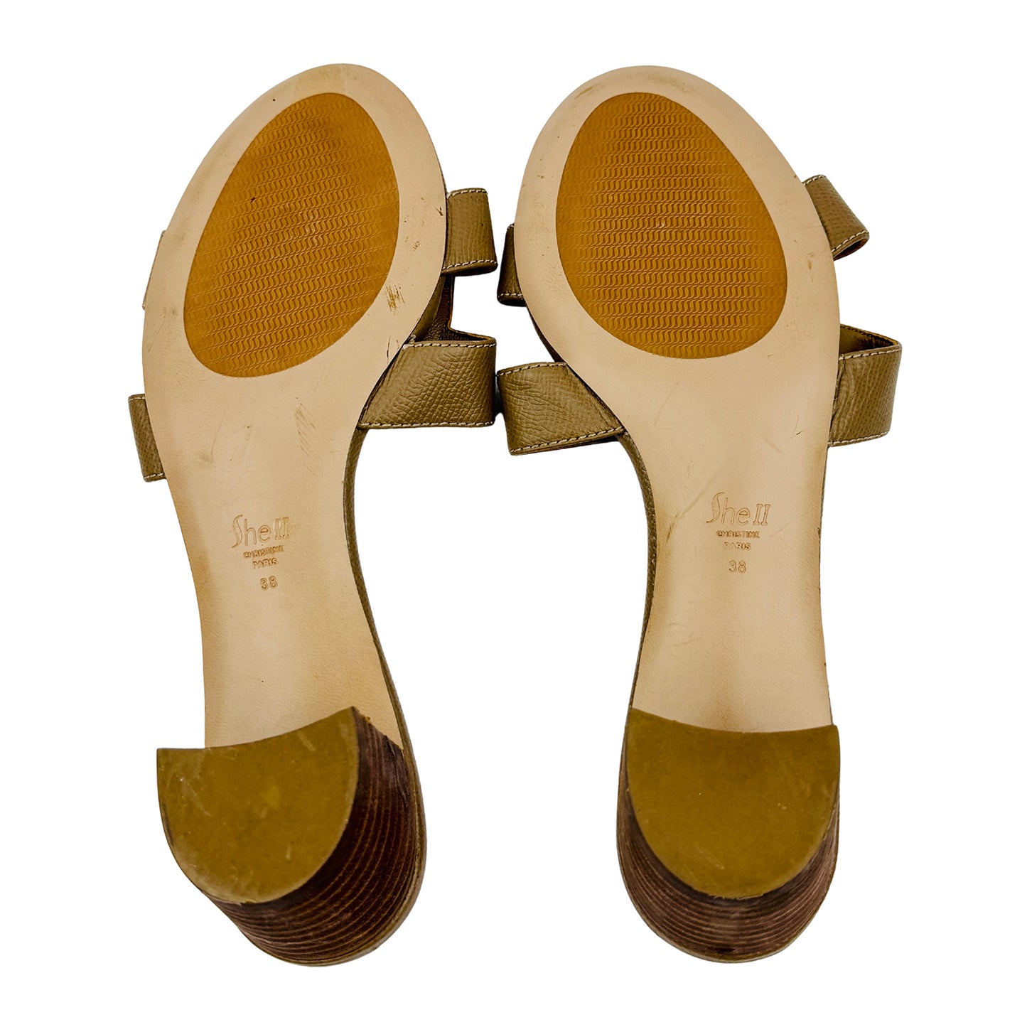 Christine Sheii Women's Beige Block Heels (Size 38)