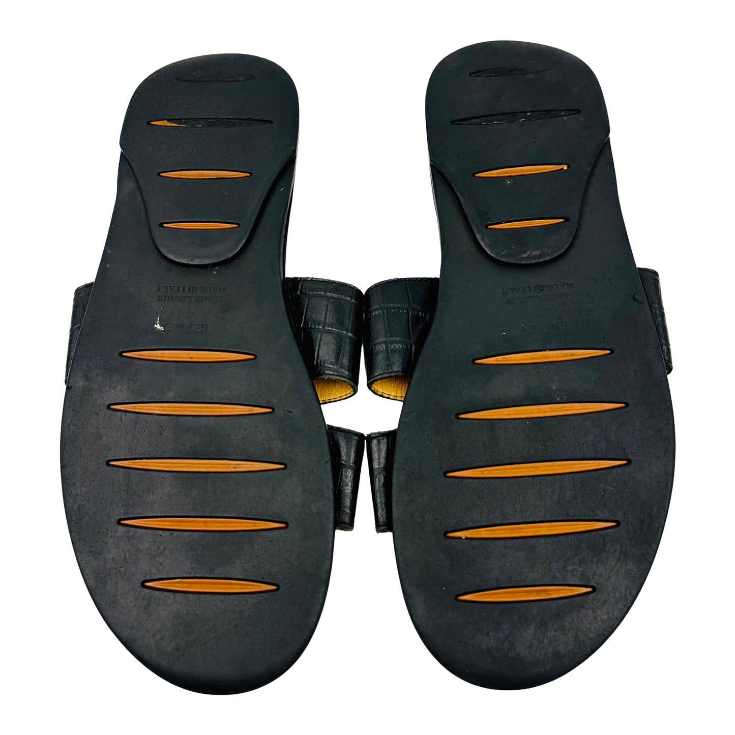 Hermès Izmir Croc-Embossed Sandal Slides (Size 44)