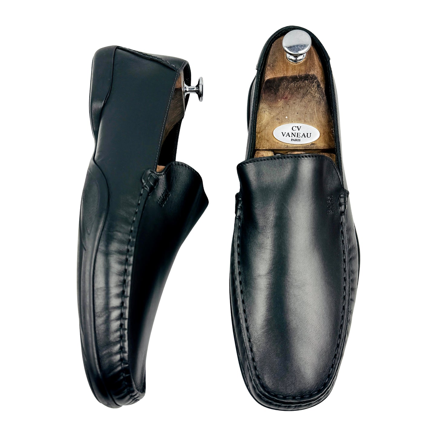 Hugo Boss Men's Black Leather Driving Loafers (Size 44)