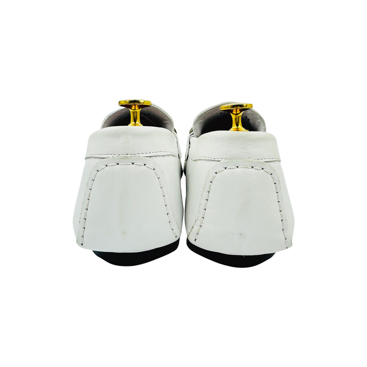 Roberto Cavalli White Nappa Leather Snake Loafers (Size 44)