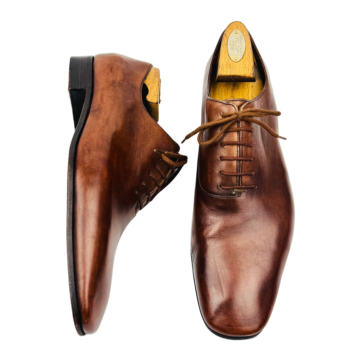 Gucci Burnished Brown Leather Italian Oxfords (Size 41.5)