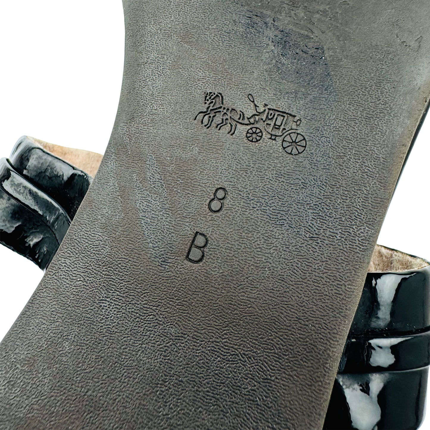 Coach Black Patent Leather Thong Sandals (Size 38)