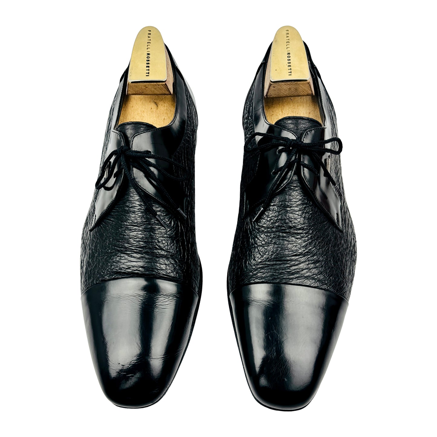 Moreschi Black Textured Leather Derby Shoes (Size 45)