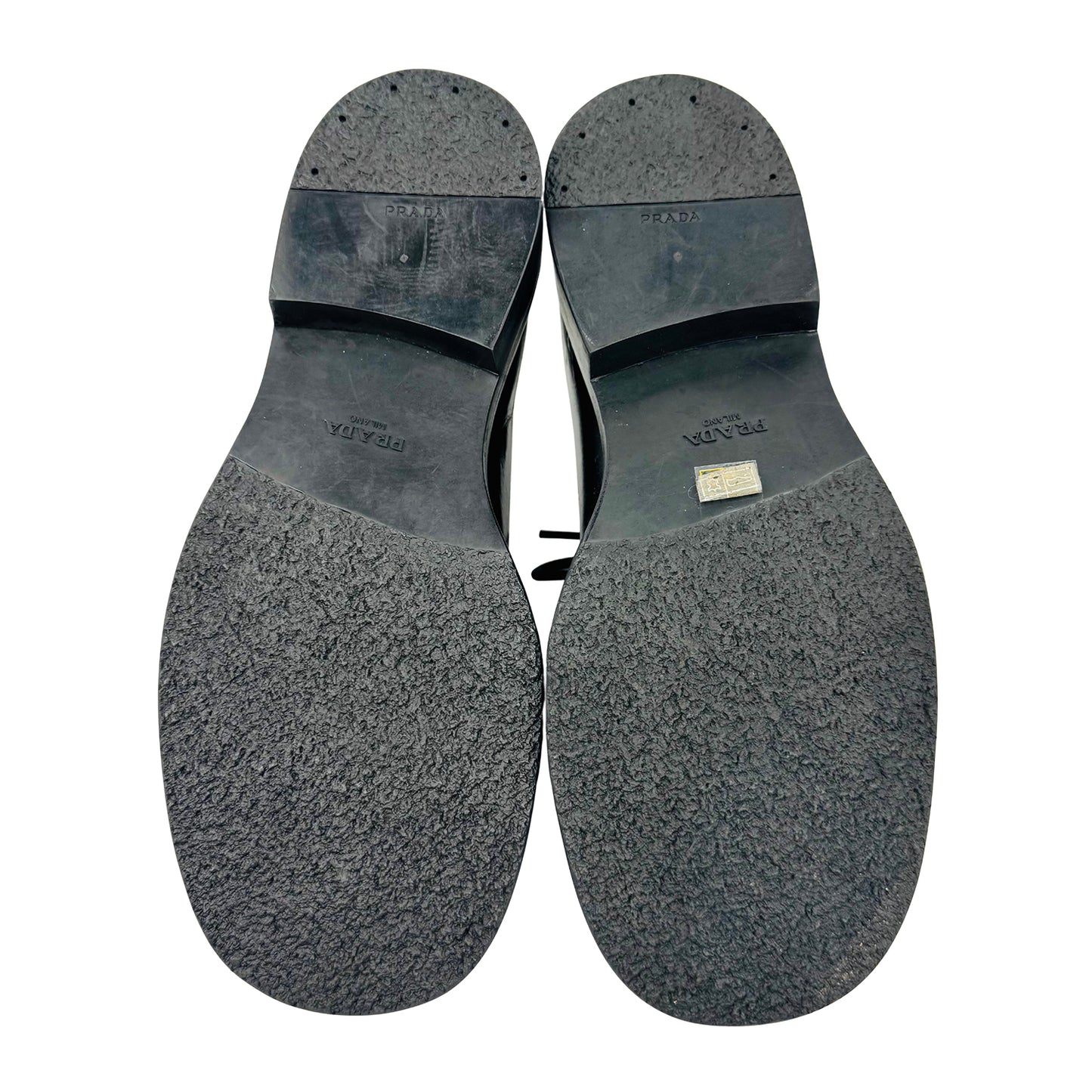 Prada Men's Brushed Leather Black Derby Shoes (Size 42.5)