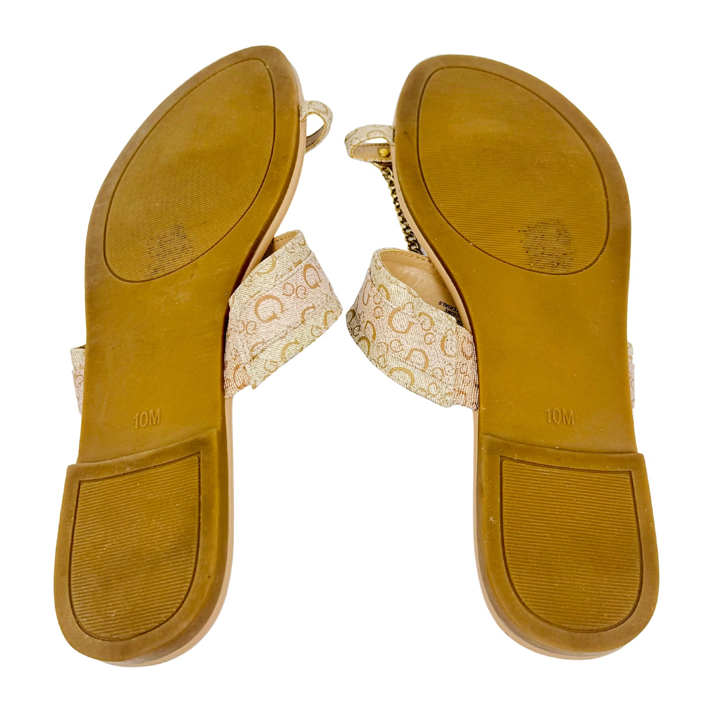 Guess Women's Beige Off-White Chain Sandal Slippers (Size 41)