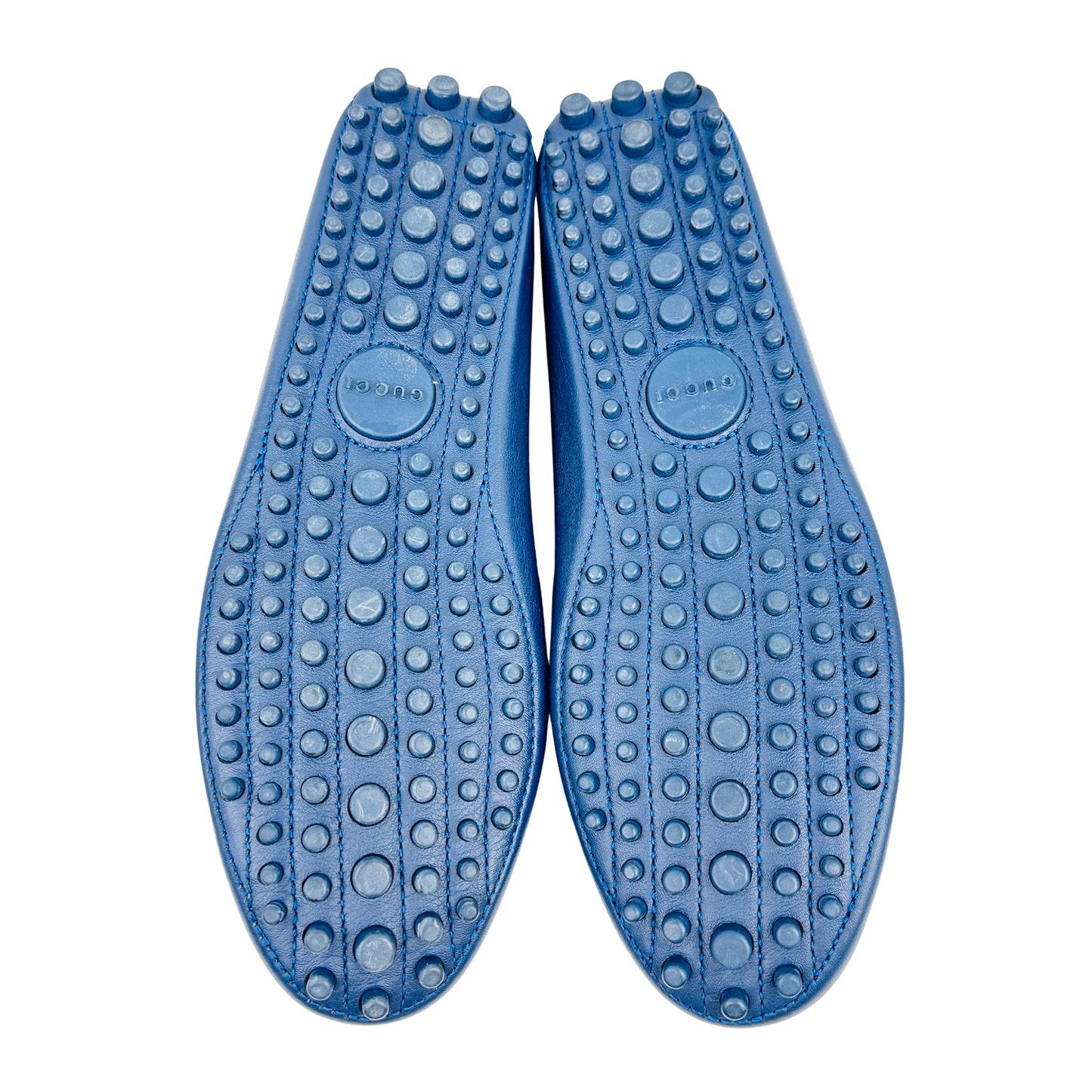 Gucci Blue Leather Boat Loafers (Size 40/40.5) - 353045