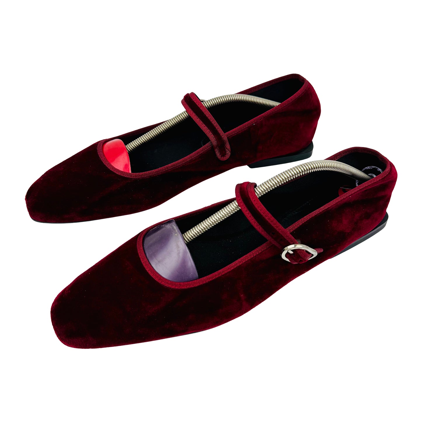 ZARA Velvet Mary Jane Burgundy Shoes (Size 41)