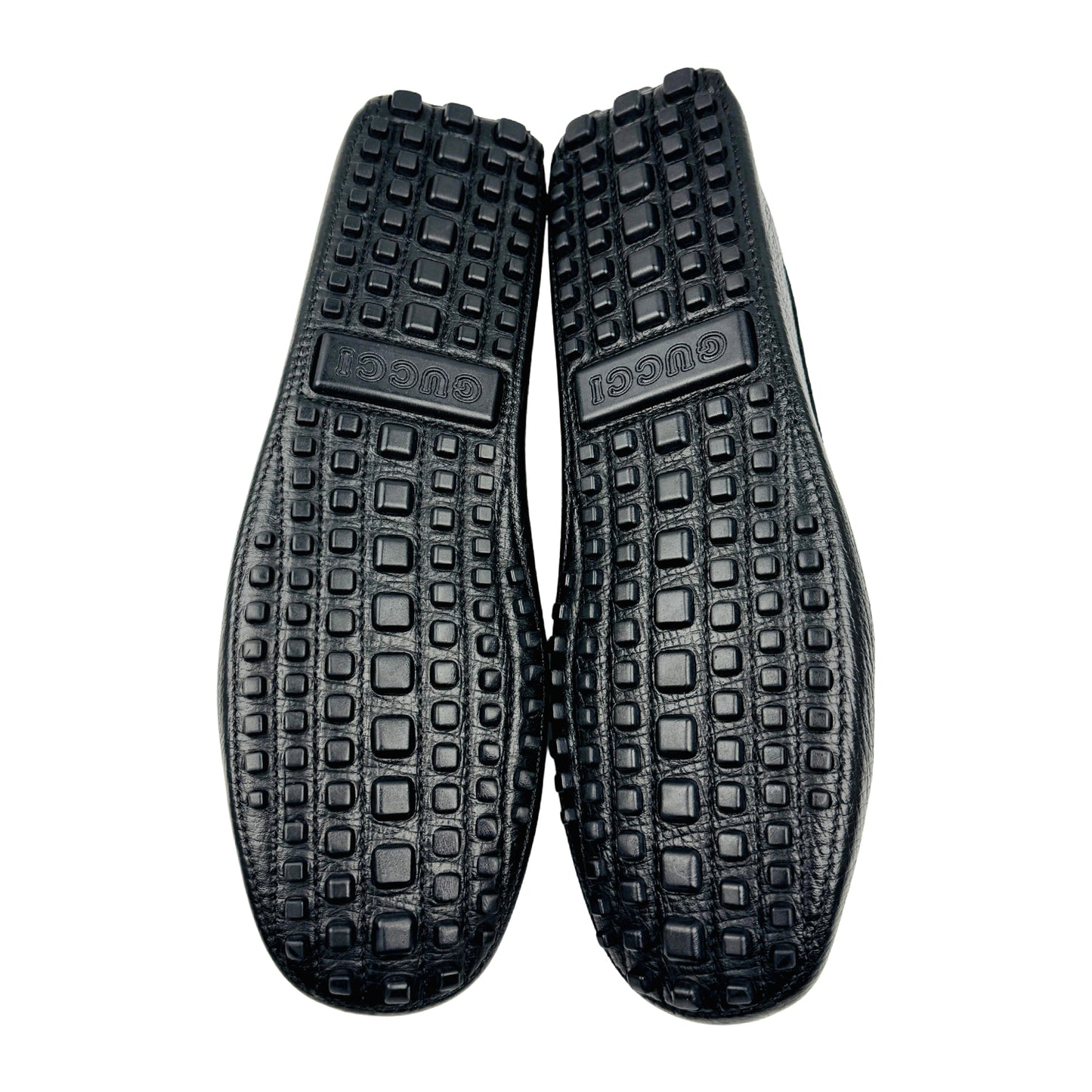 Gucci Men's Black Pebbled Leather Horsebit Driving Loafers (Size 43)