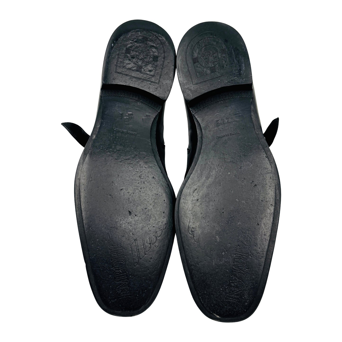 Emporio Armani Black Leather Single Monk Strap Shoes (Size 44)