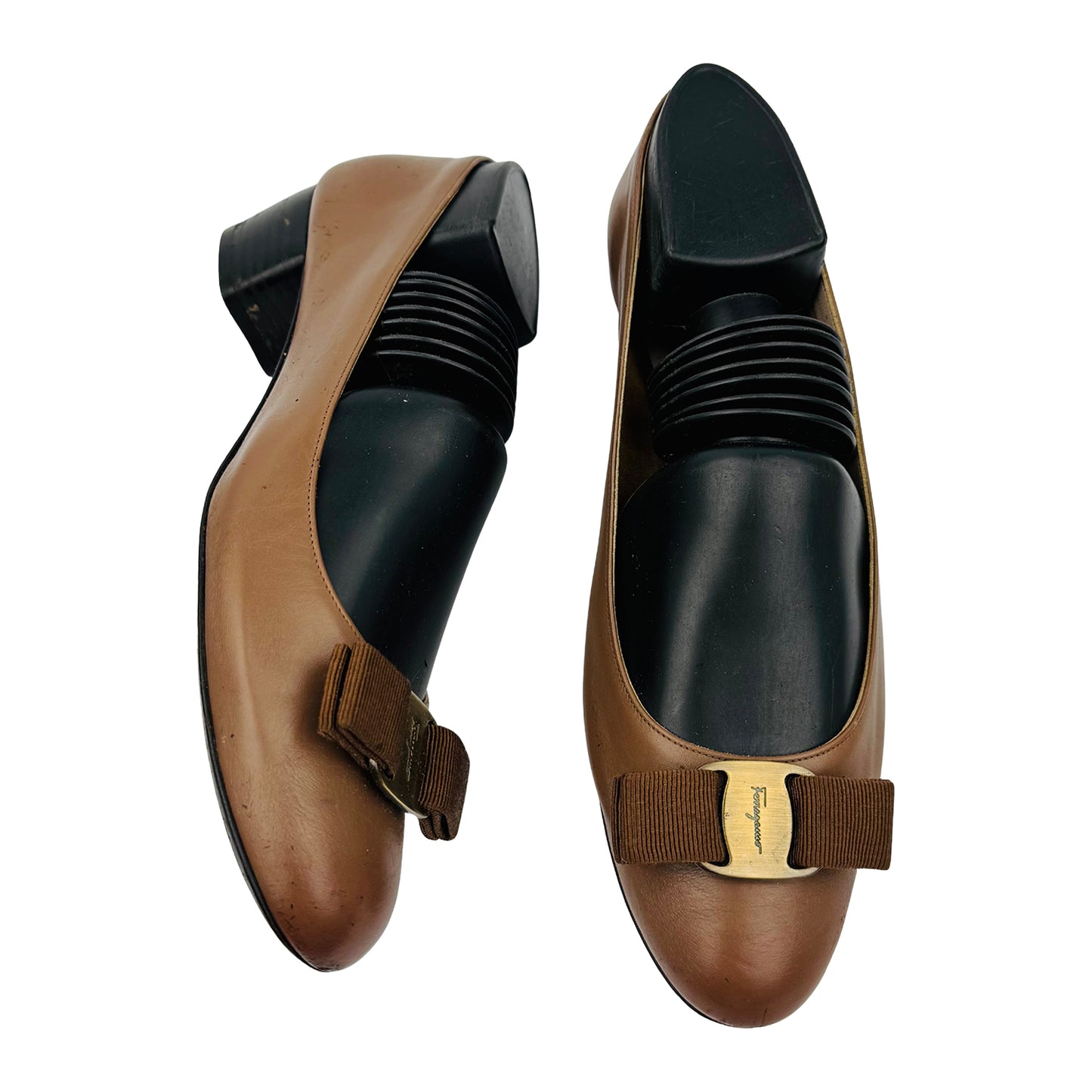 Salvatore Ferragamo Vara Pump Brown Slip-On Shoes (Size 38)