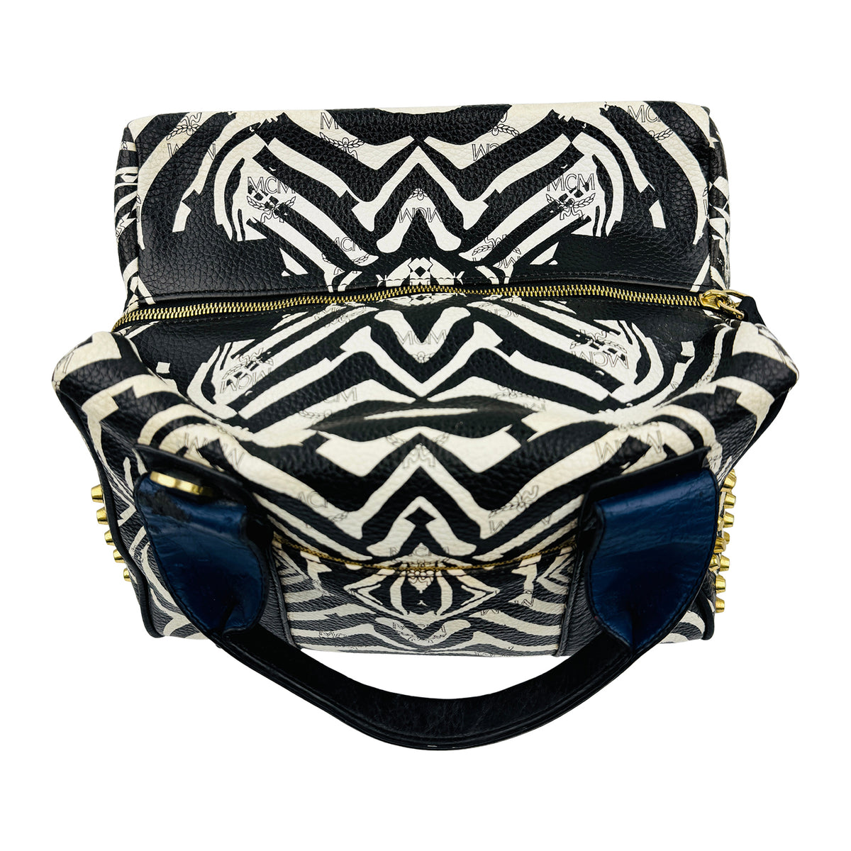 MCM Zebra Keana 'Black White' Boston Bag