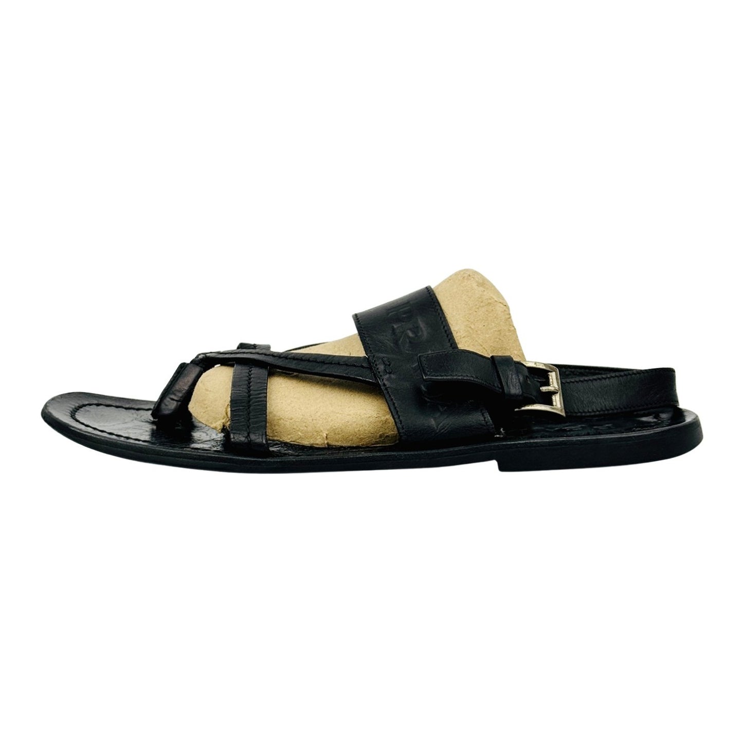 Prada Men's Black Leather Strappy Sandals (Size 43)