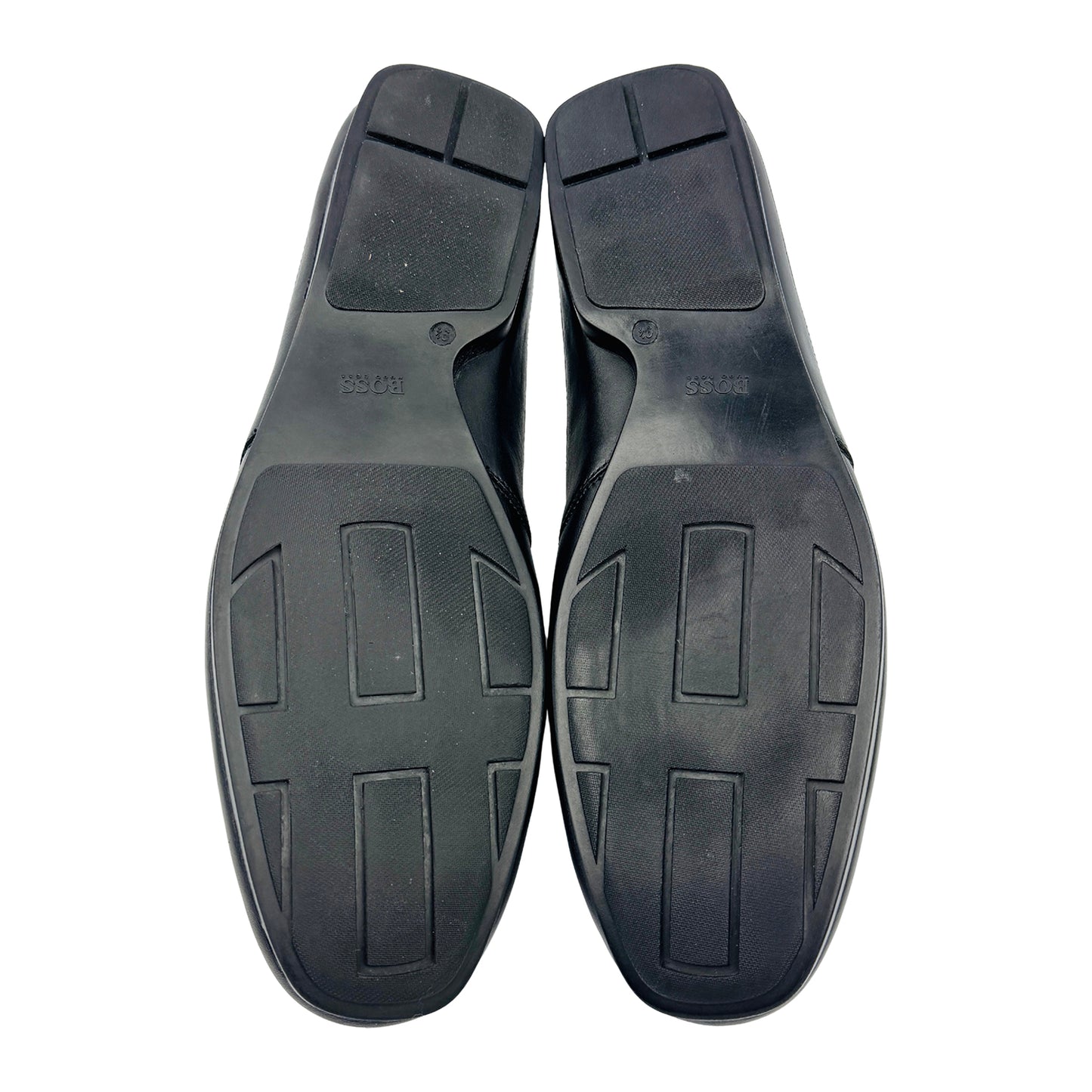 Hugo Boss Men's Black Leather Logo Detail Loafers (Size 43.5/44)