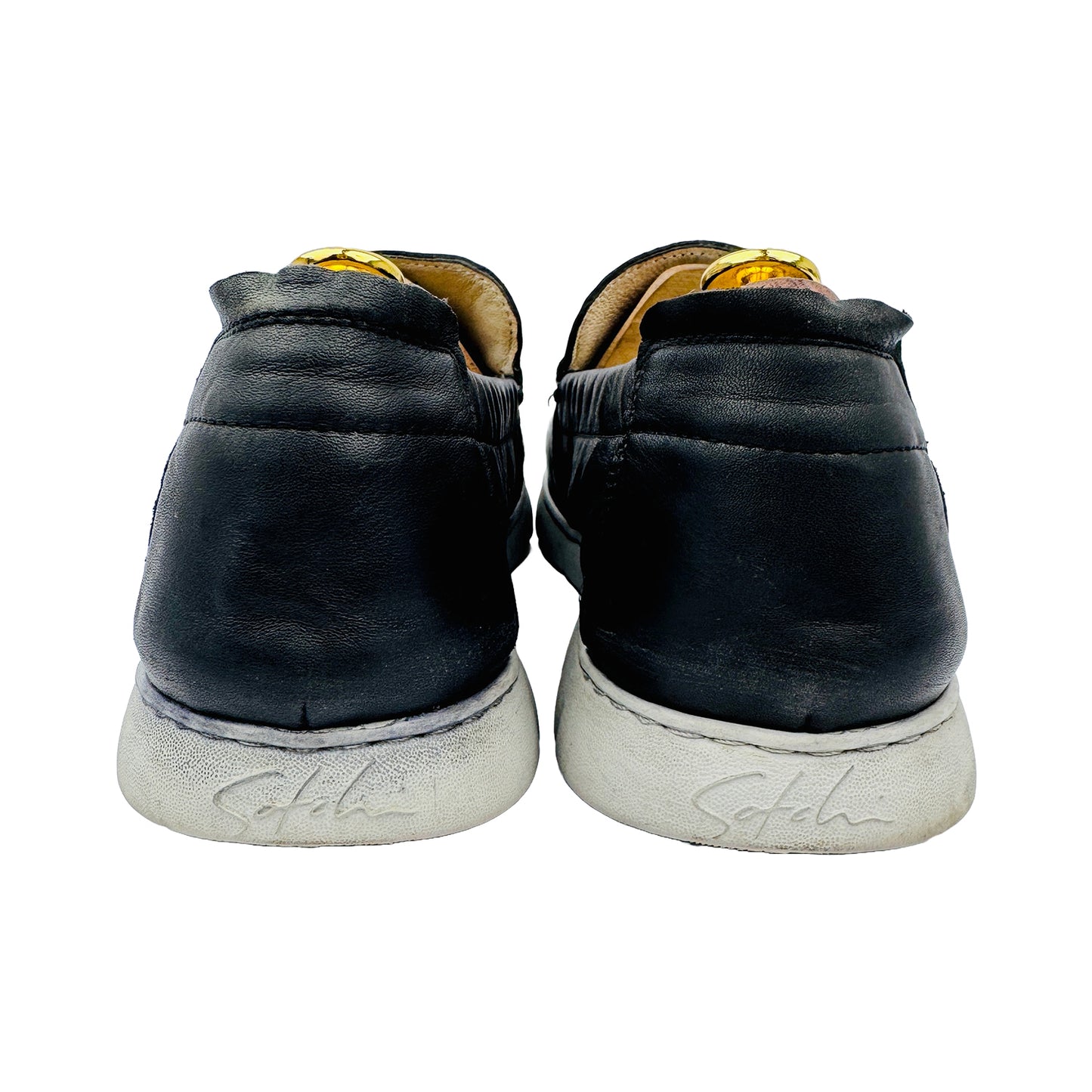 Satchi Men's Black Leather Slipon Shoes (Size 42)