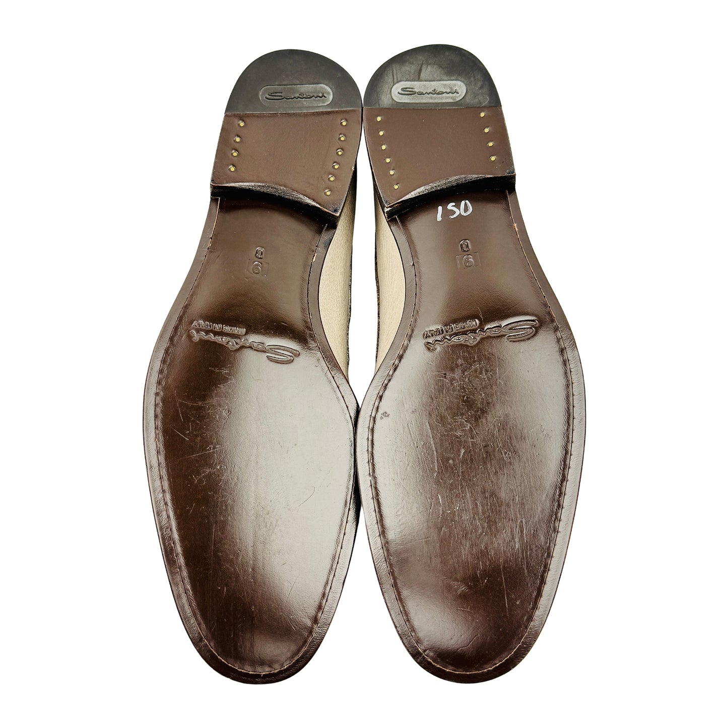 Santoni Men's Beige Leather Loafers (Size 42)