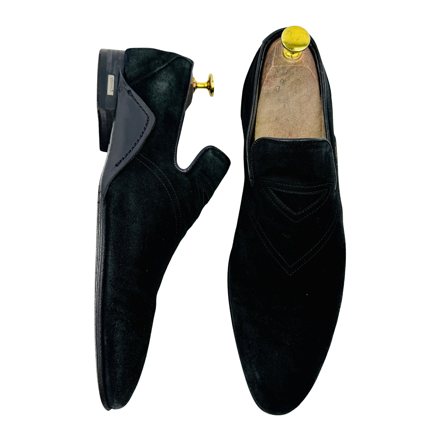 Versace Men's Black Suede Loafers (Size 42.5)