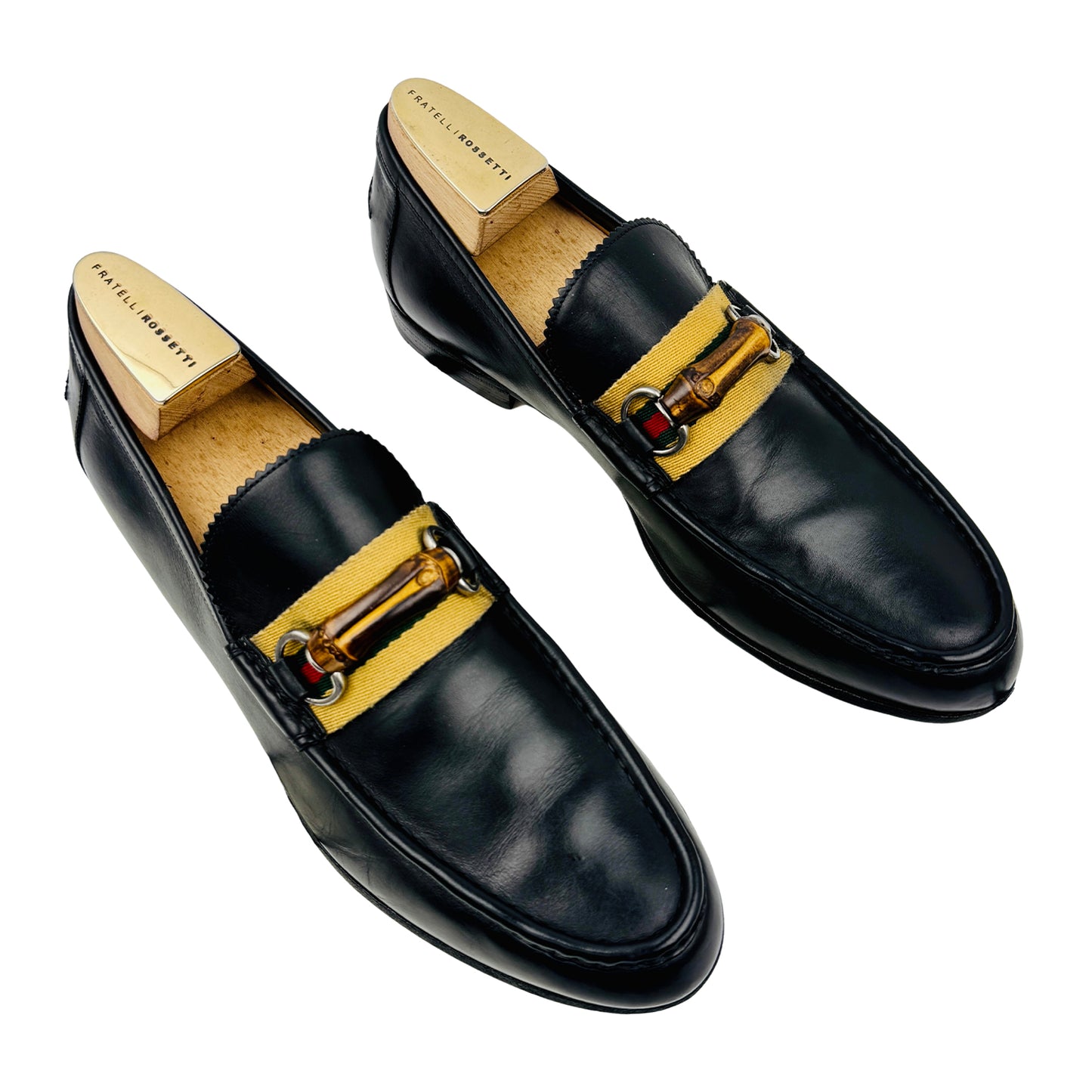 Gucci Men's Bamboo Horsebit Web Loafers (Size 44/44.5)