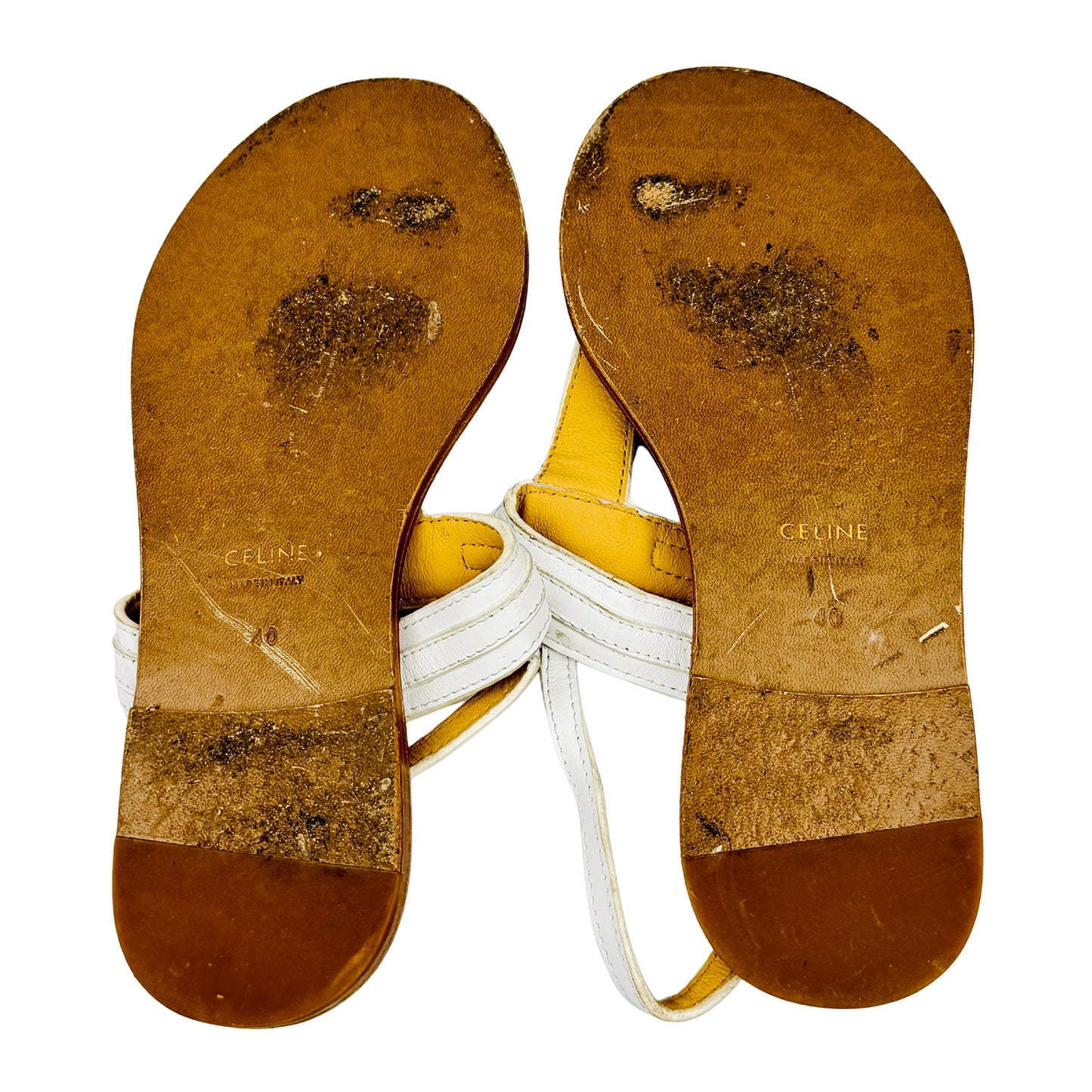 Celine 'Brown White' Leather Sandals (Size 40)