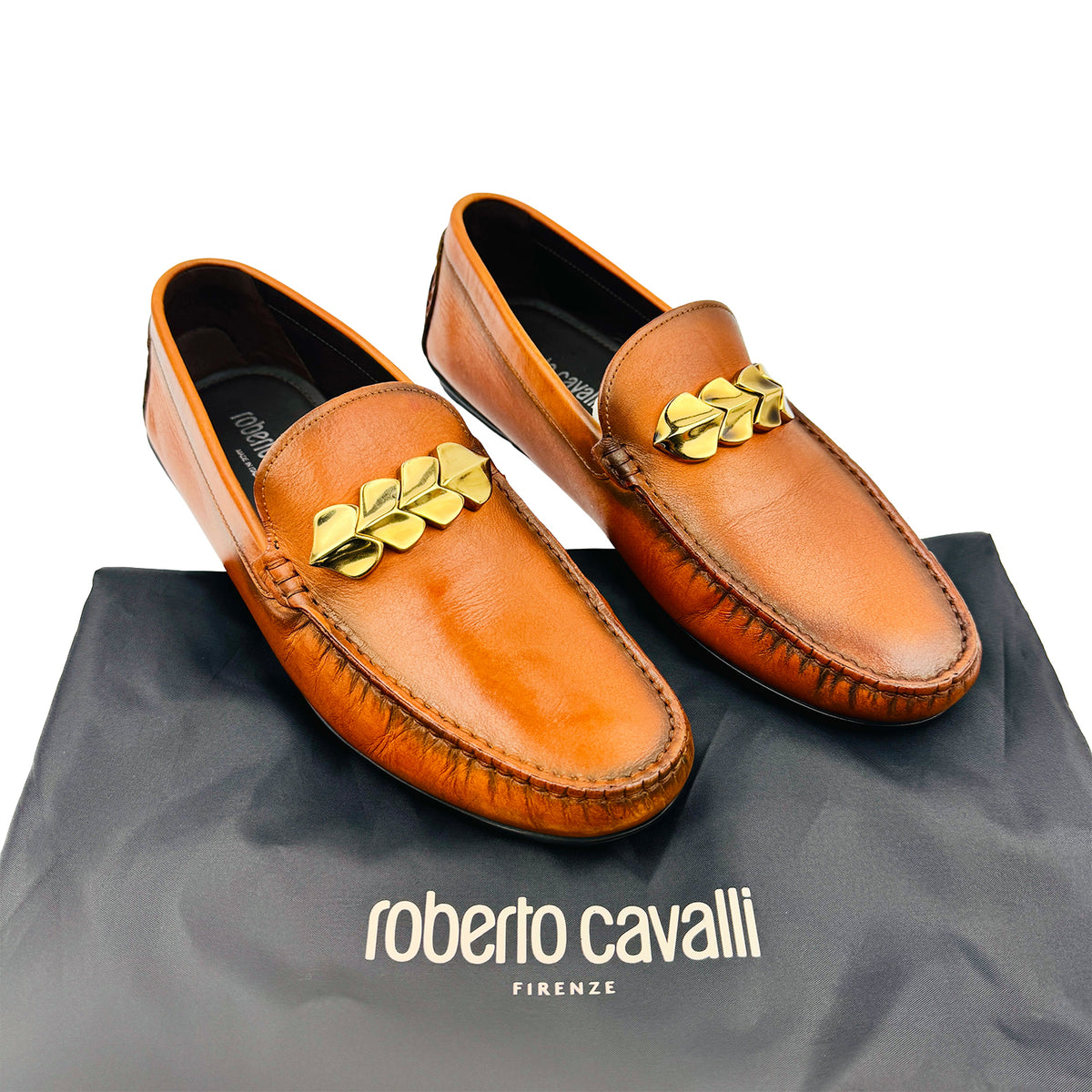 Roberto Cavalli Brown Leather Driving Loafers (Size 42)