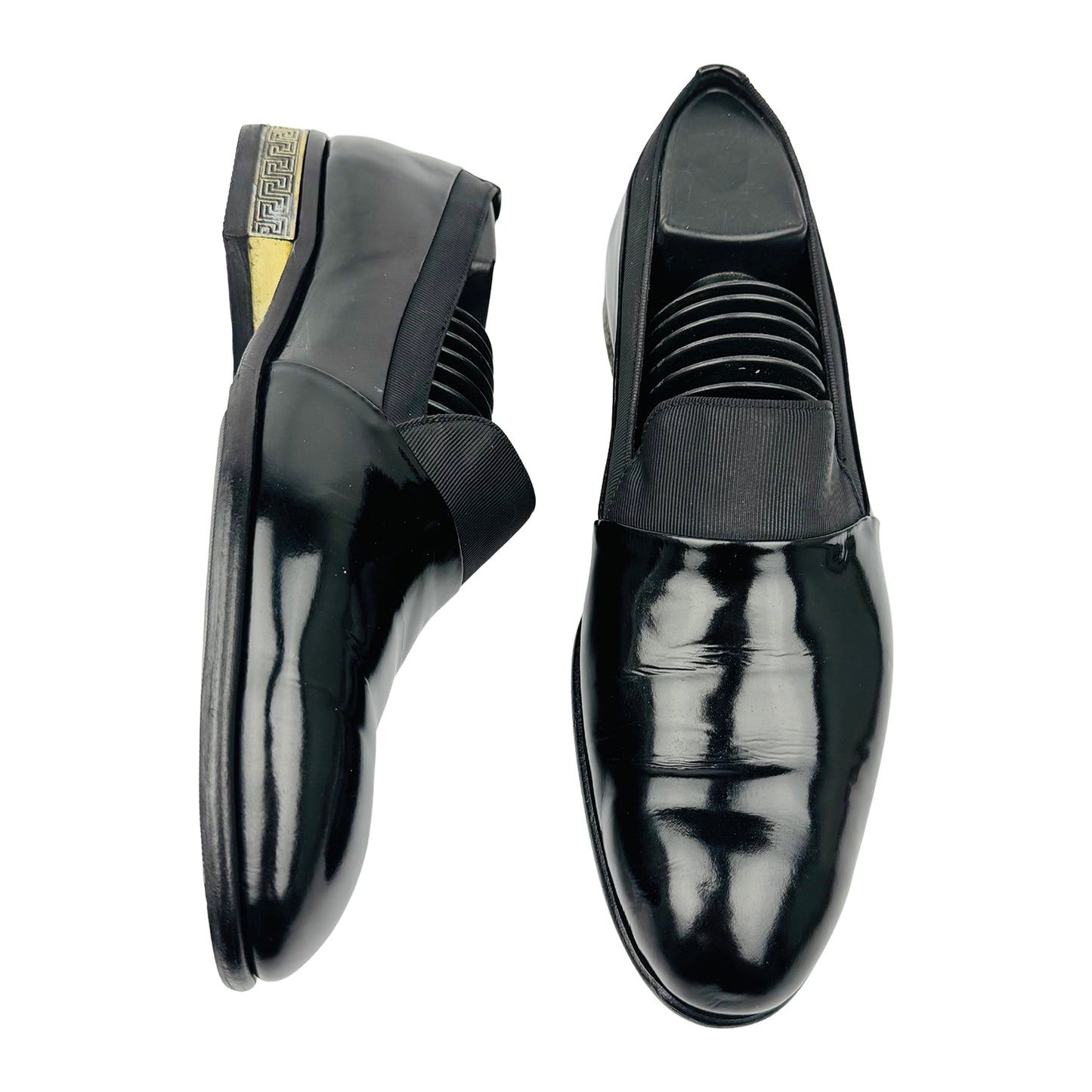 Versace Patent Leather Greca Pattern Heel Loafers (Size 40.5/41)