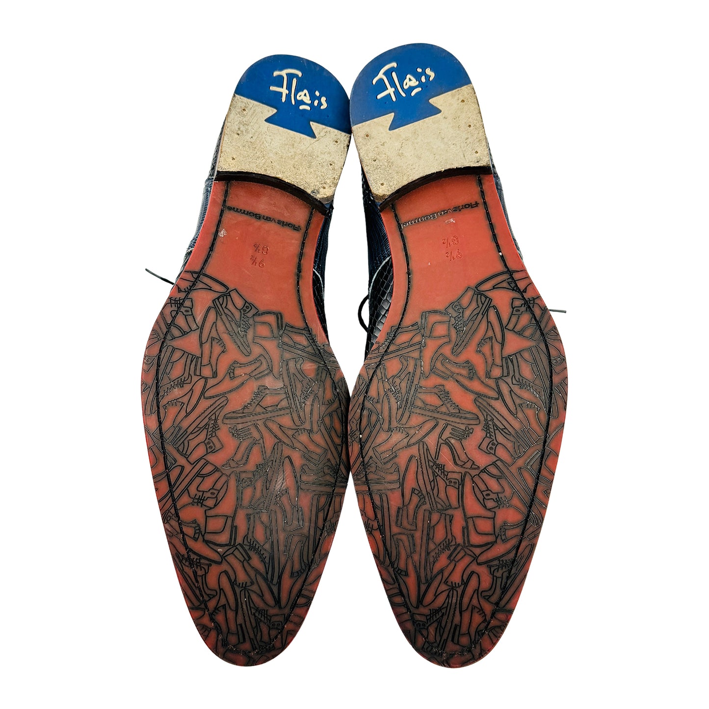 Floris van Bommel Men's Blue Snake Print Derby Shoes (Size 44)