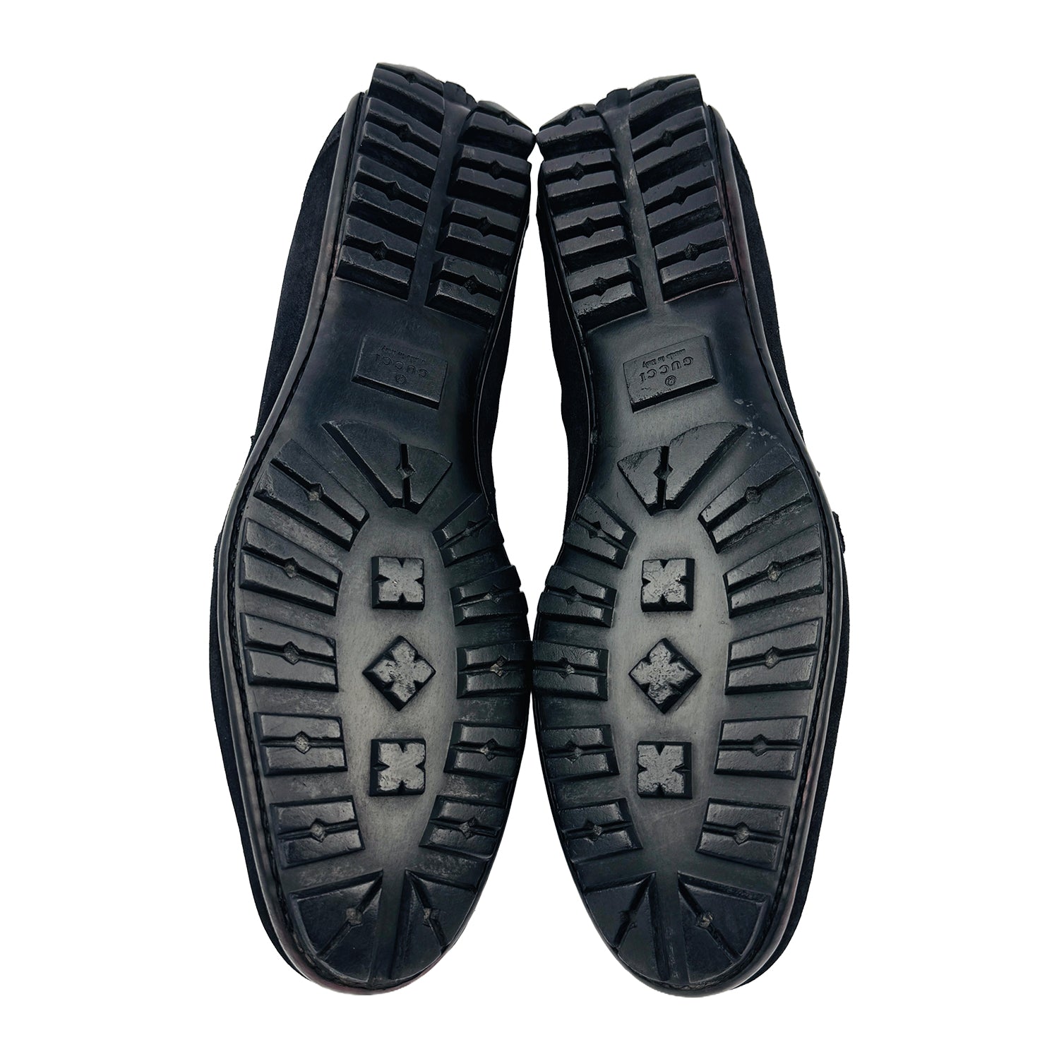 Outsole image of Gucci Men's Suede Dark Blue Loafers (Size 42) - 162618