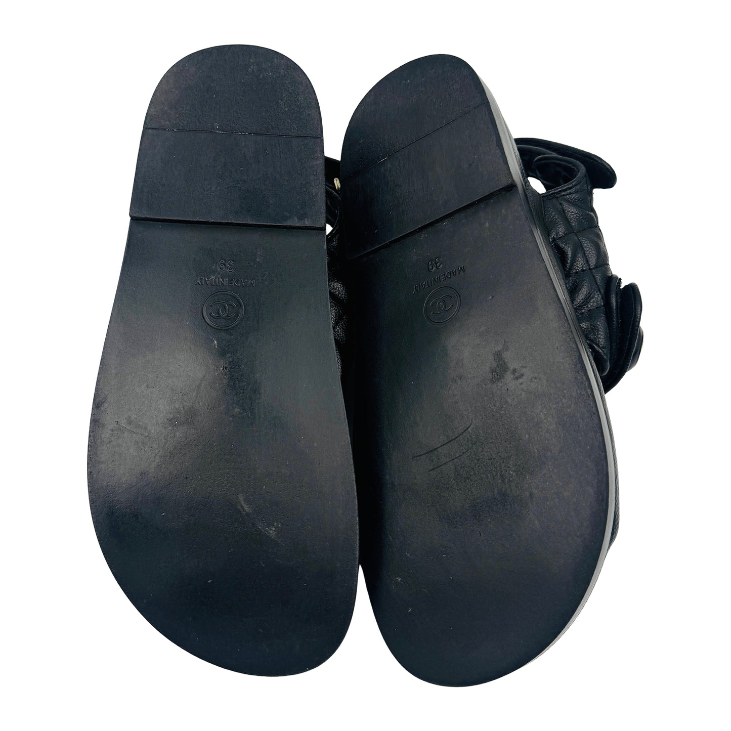 Chanel Black Quilted Leather Sandals (Size 39)