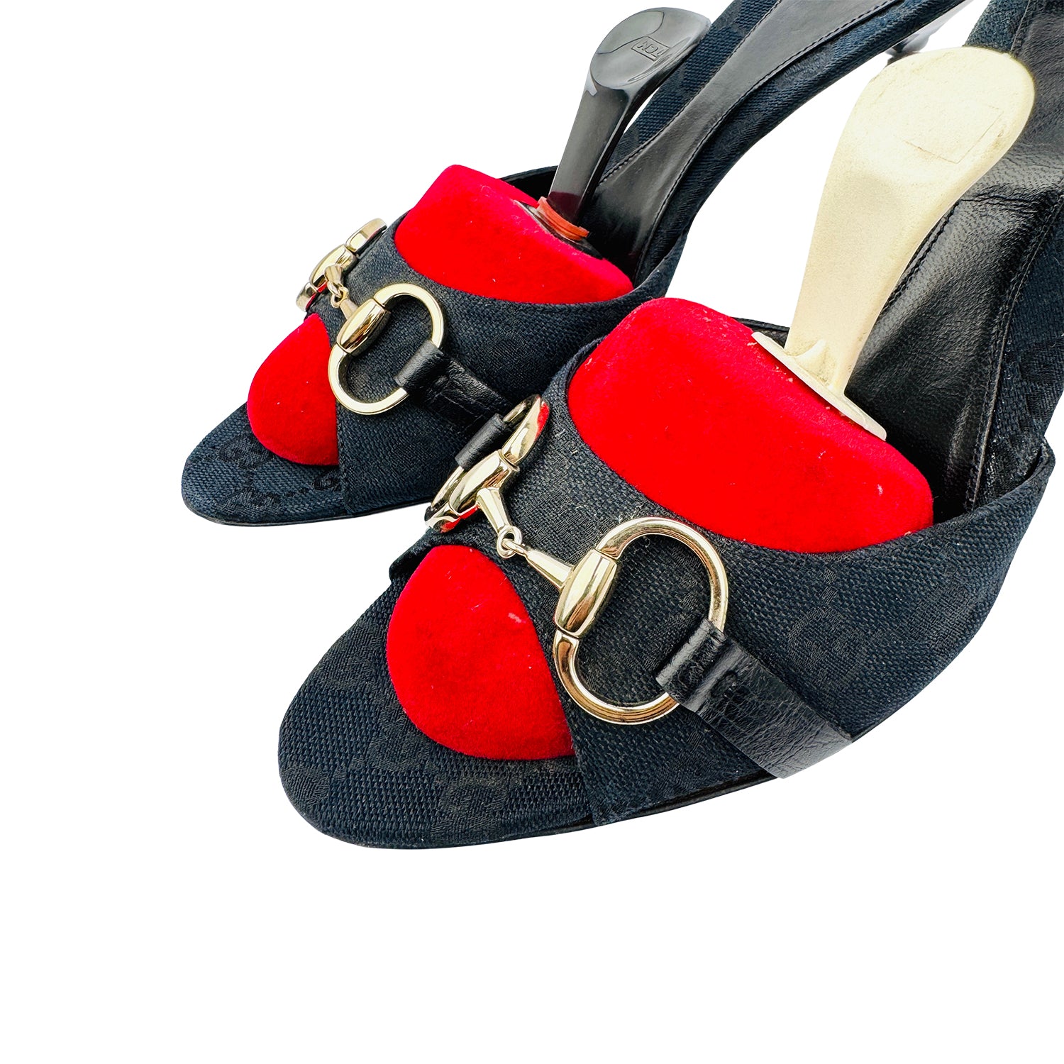 Front Closeup image of Gucci Women's Black Horsebit Detail Heels (Size 39/39.5)