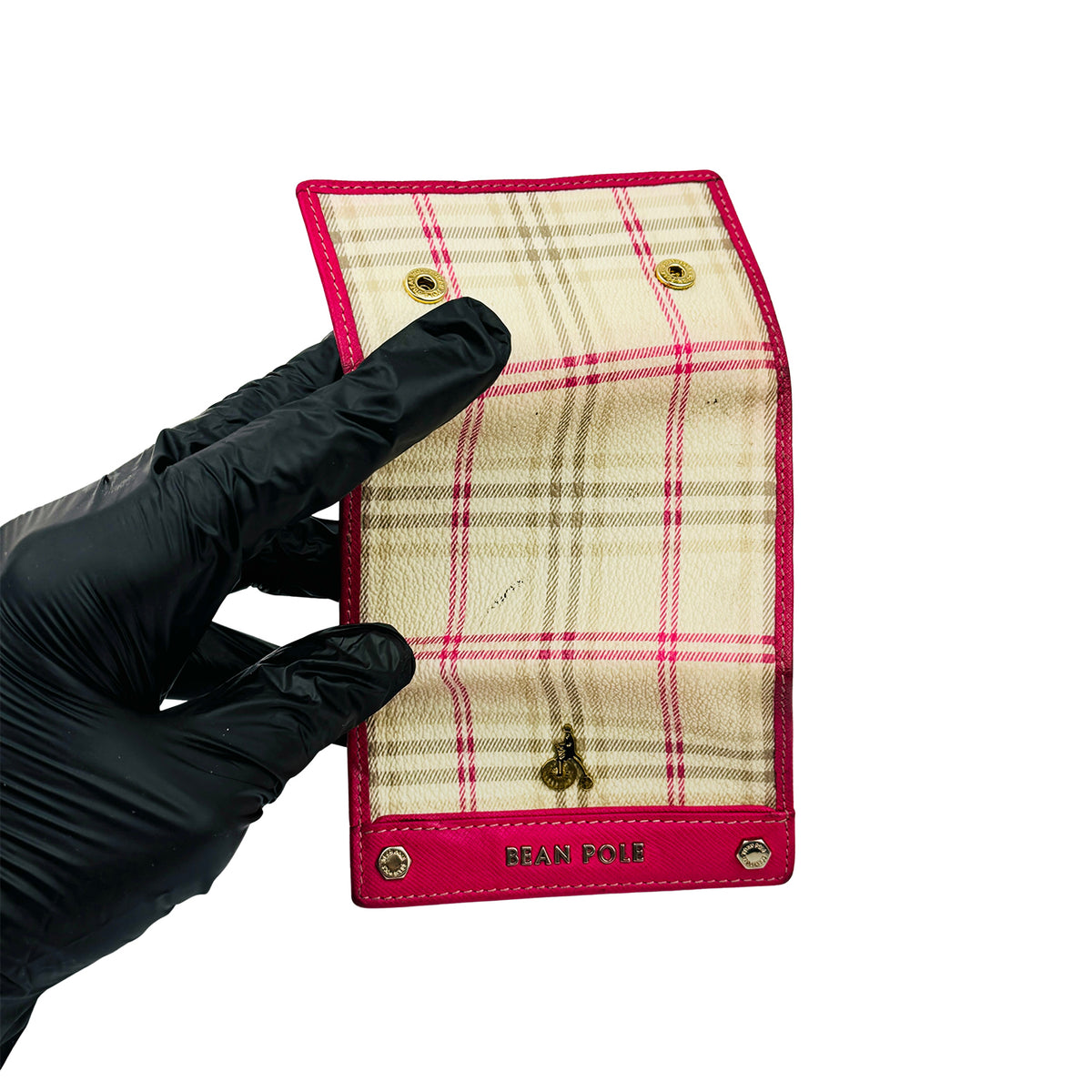 Bean Pole Hot Pink Checkered Key Holder Wallet