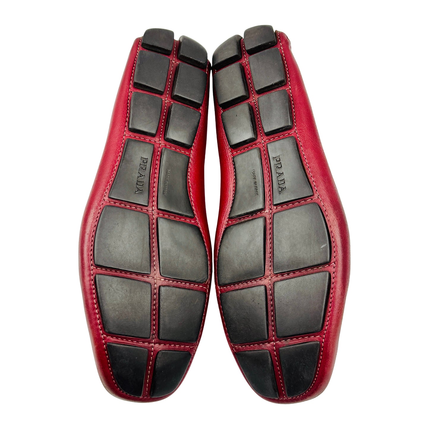 Prada Red Leather Penny Driving Loafers (Size 41)