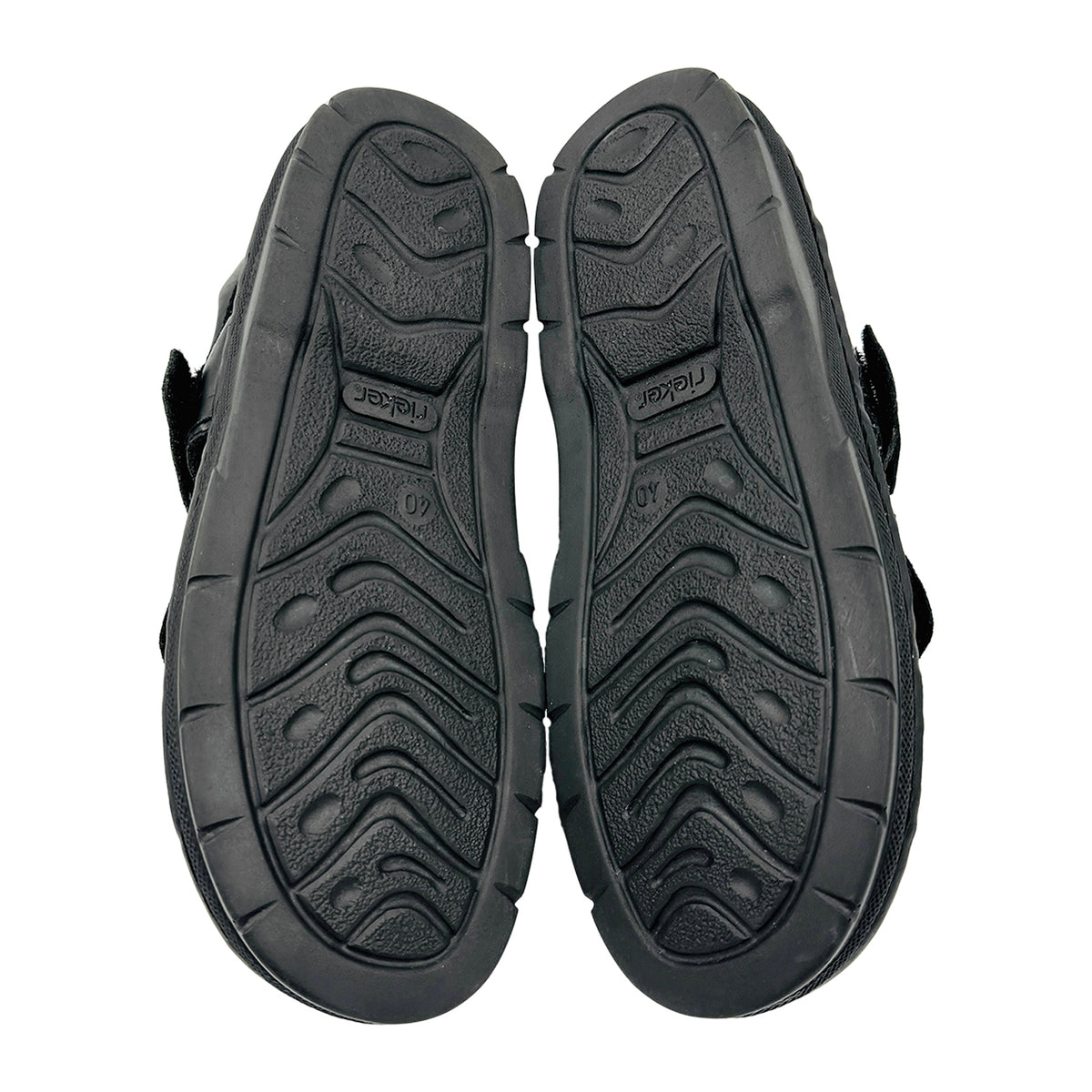 Rieker Black Leather Velcro Strap Sandals (Size 40)