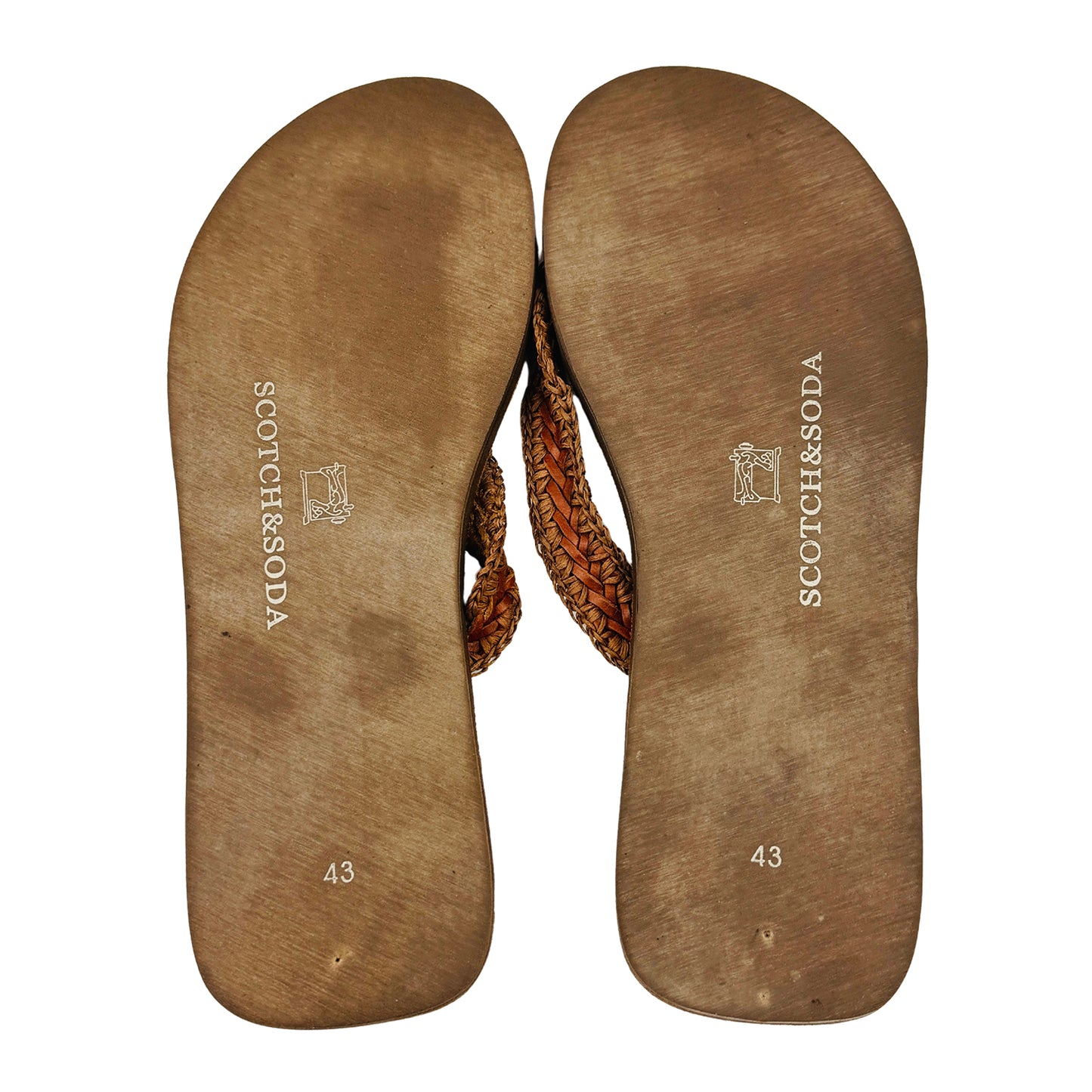 Scotch & Soda Amsterdam Couture Brown Flip Flops (Size 43)