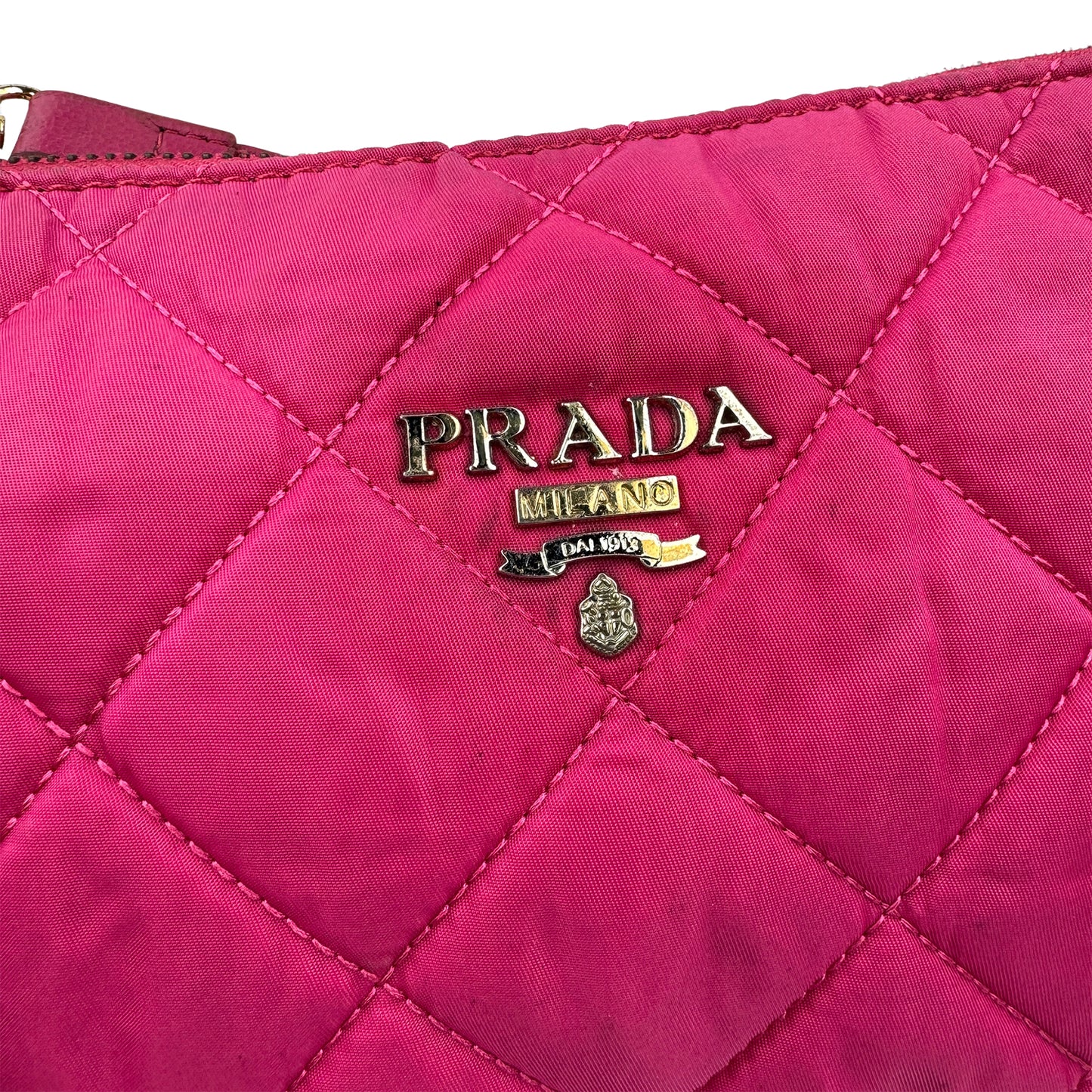 Prada Fuchsia Pink Quilted Tessuto Nylon Cross Body Bag