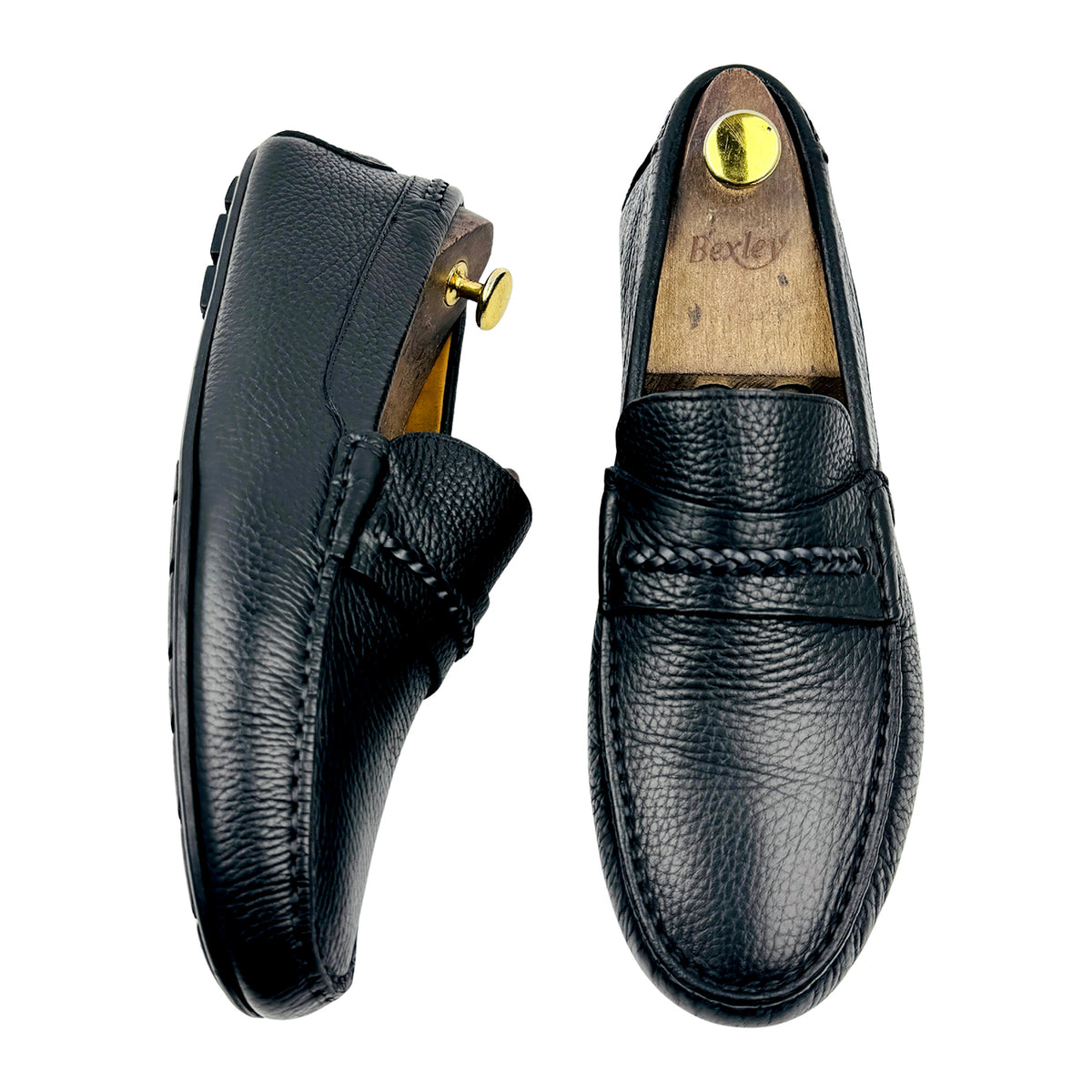 Massimo Dutti Black Leather Driving Loafers (Size 42/42.5)