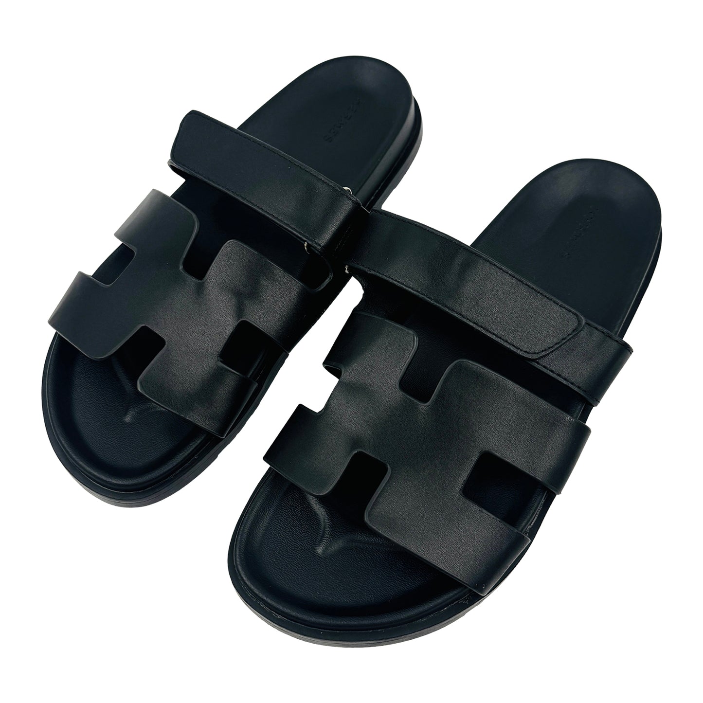 Hermès Chypre Black Sandal Slides (Size 41)