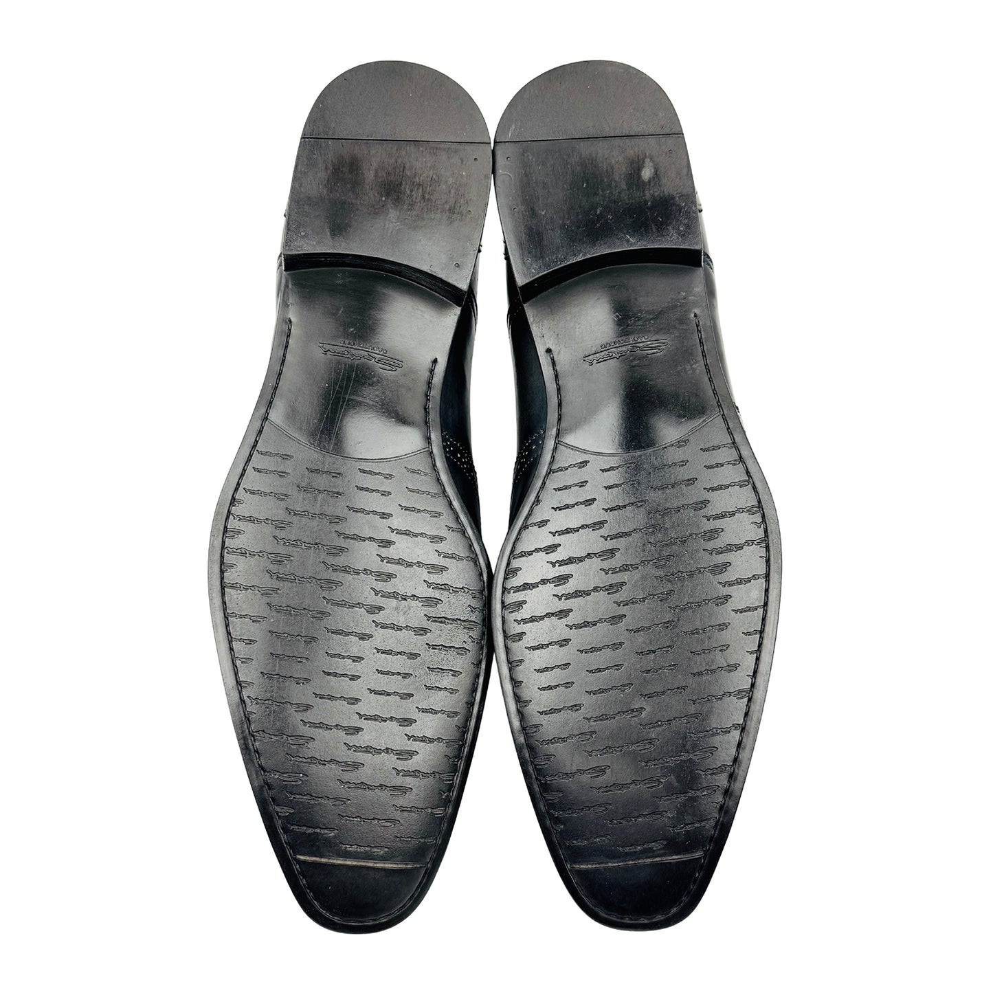 Santoni Men's Black Leather Wingtip Oxfords (Size 44.5)