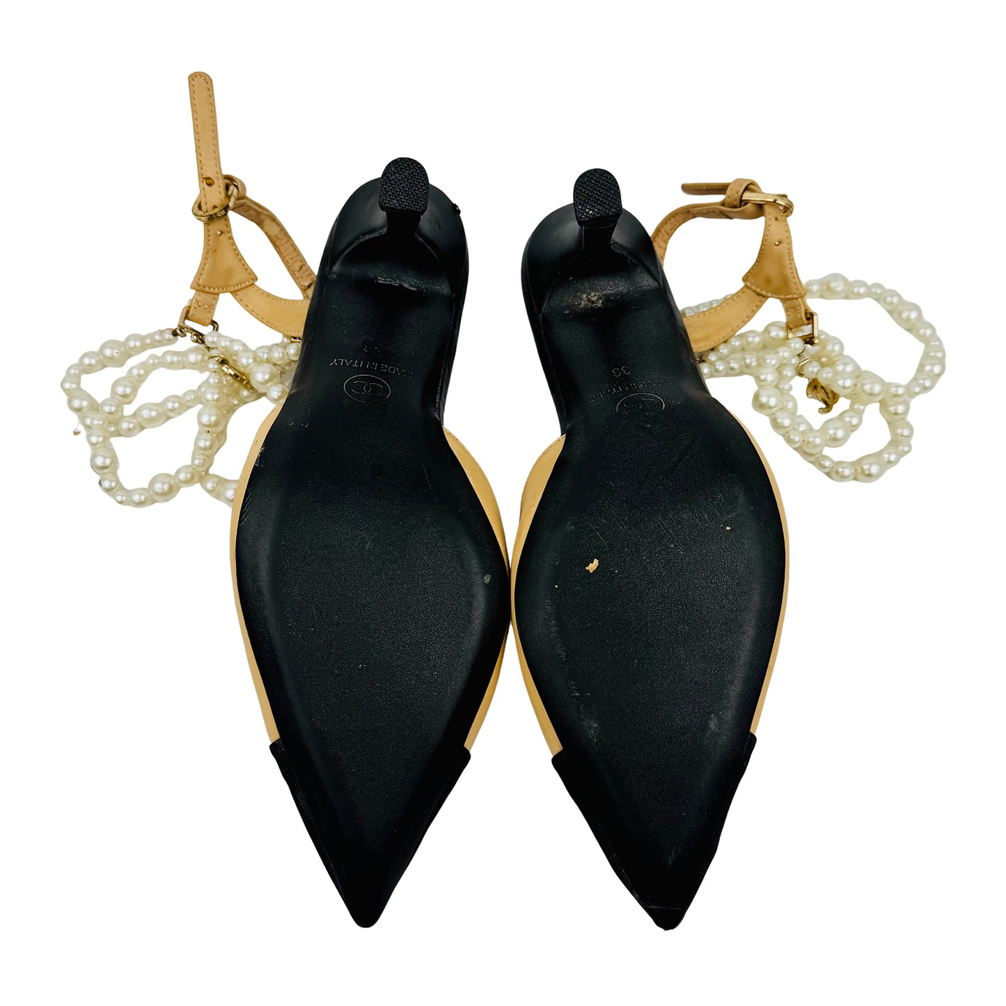 Chanel Women's Beige Slingback Heels (Size 36)