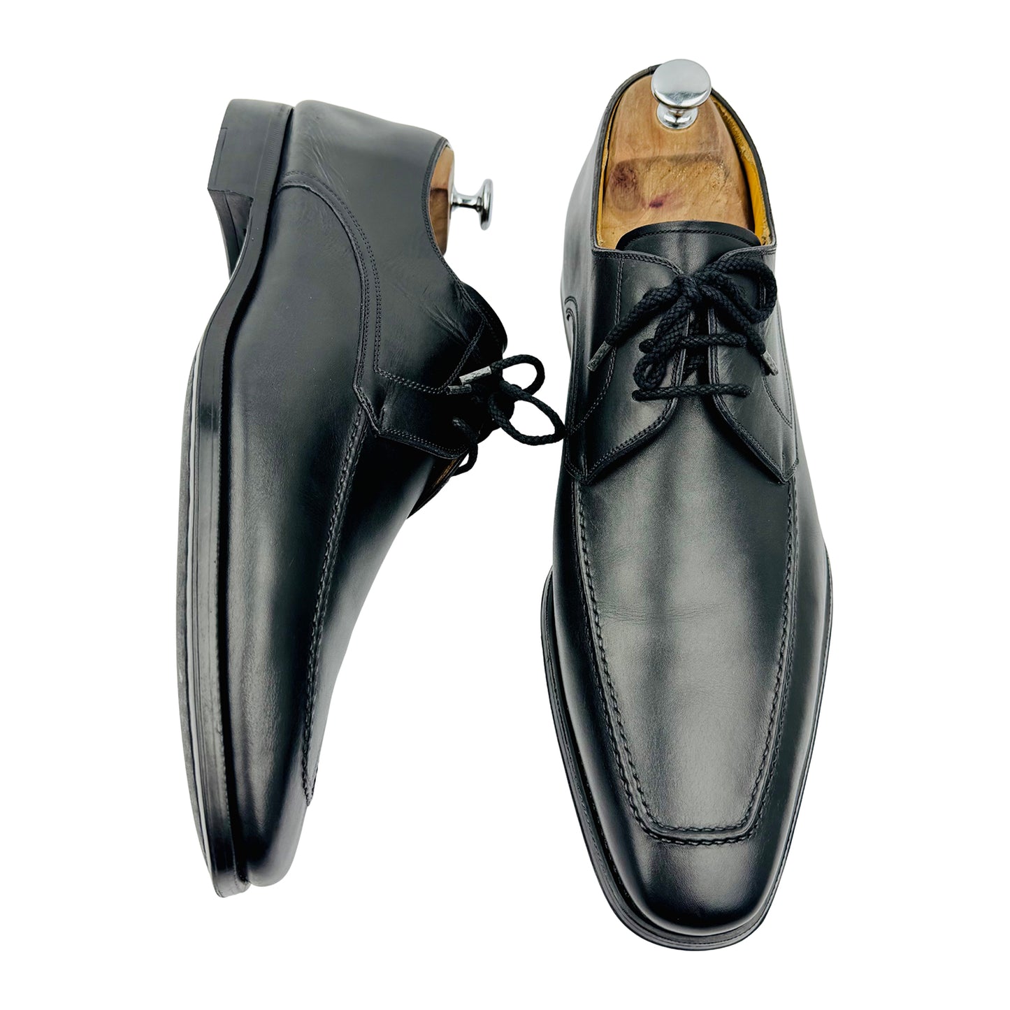 Magnanni Men's Black Leather Derby Shoes (Size 45)