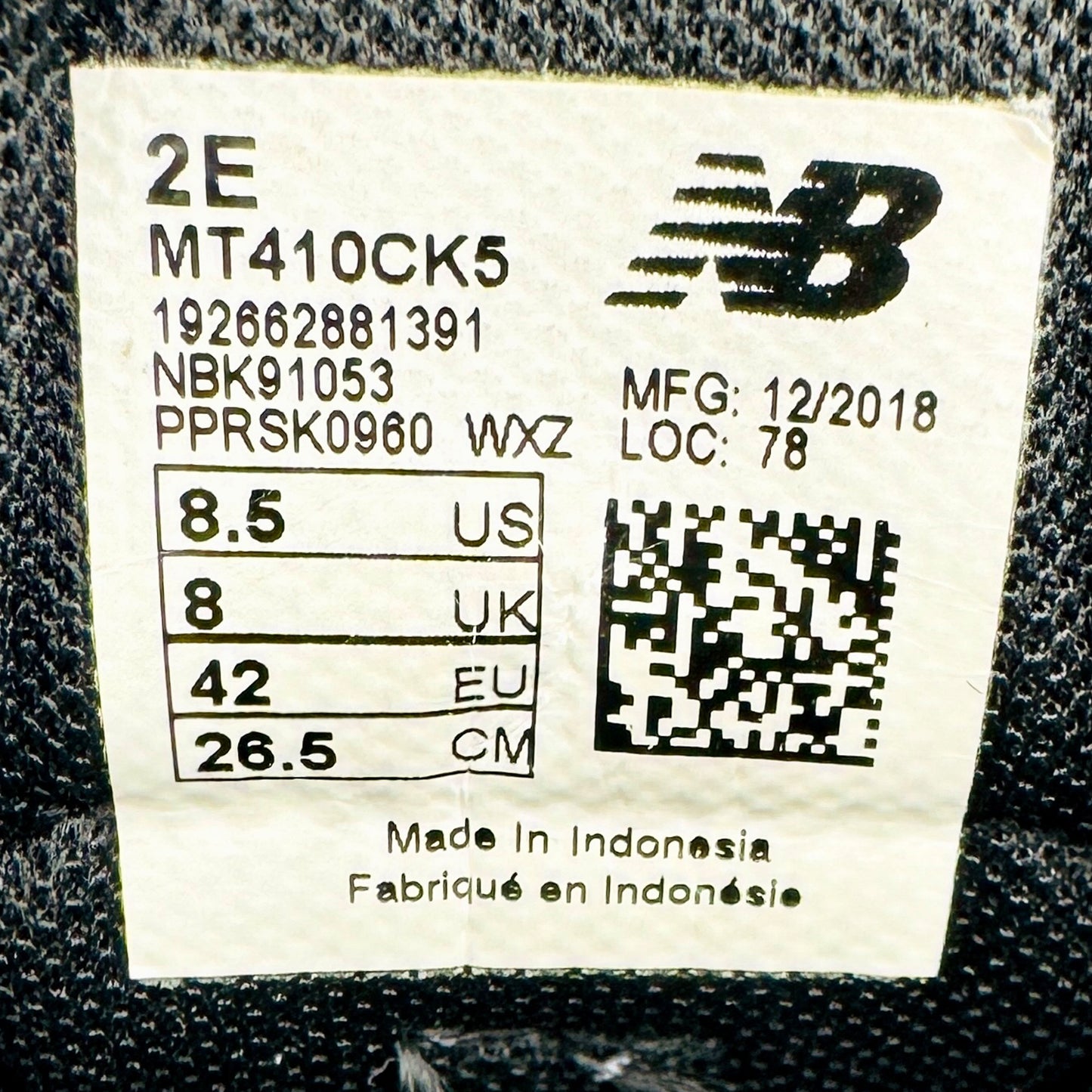 New Balance 410 v5 Black Sneakers (Size 42) - MT410CK5
