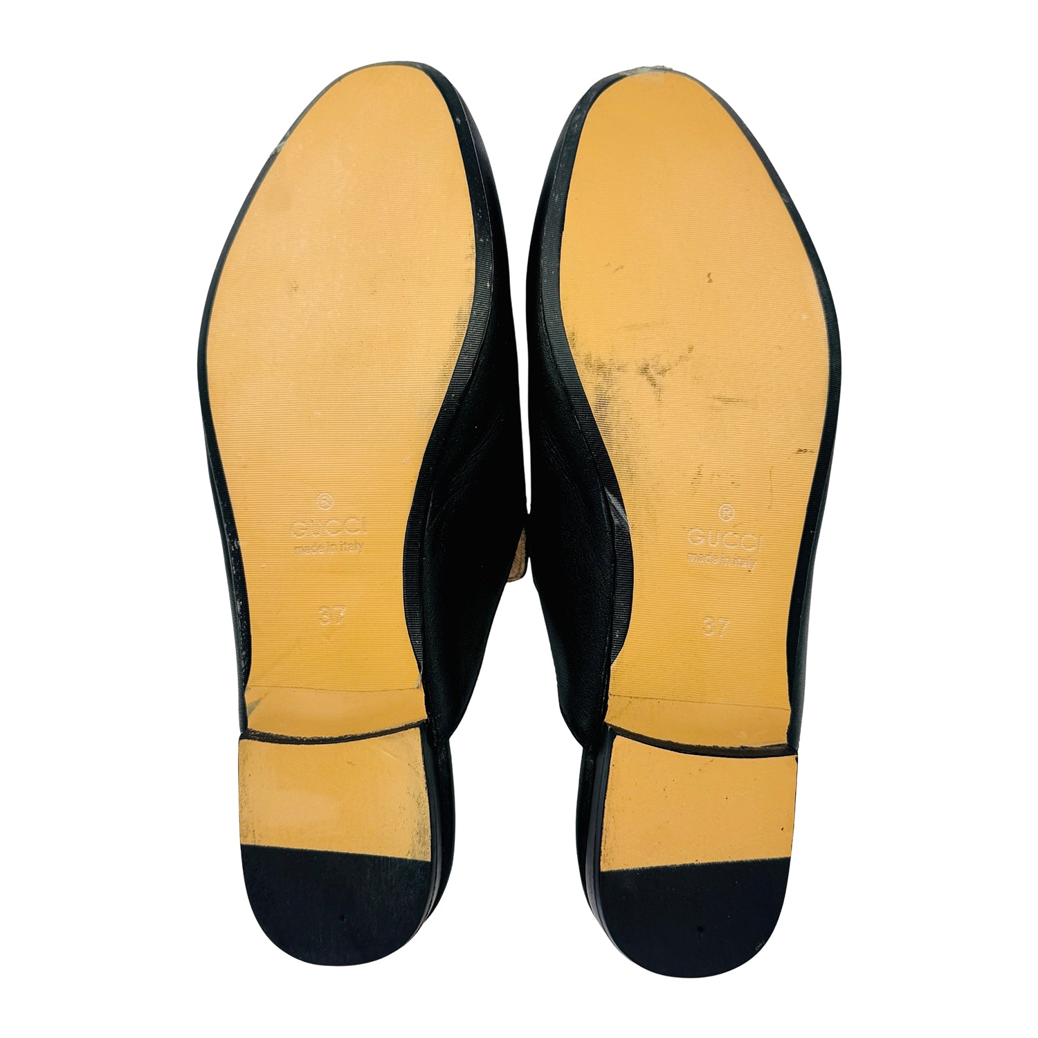 Outsole image of Gucci Princetown Black Leather Slippers (Size 37/37.5)
