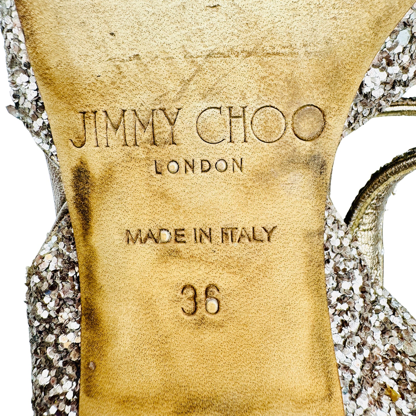 Jimmy Choo Vicky 'Champagne Glitter' Slingback Heels (Size 36)