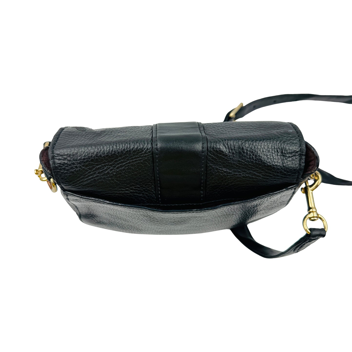 Coach Georgie Black Pebbled Leather Saddle Bag - C3241