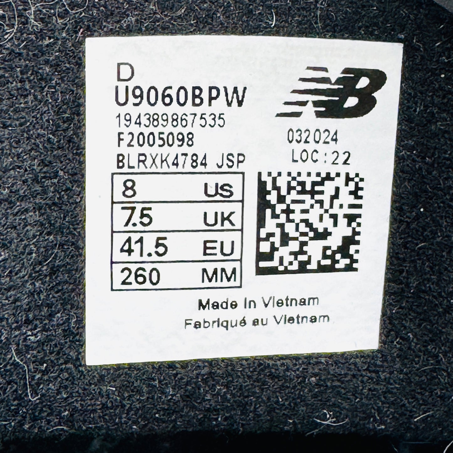 New Balance 9060 'Triple Black' Sneakers (Size 41.5) - U9060BPW