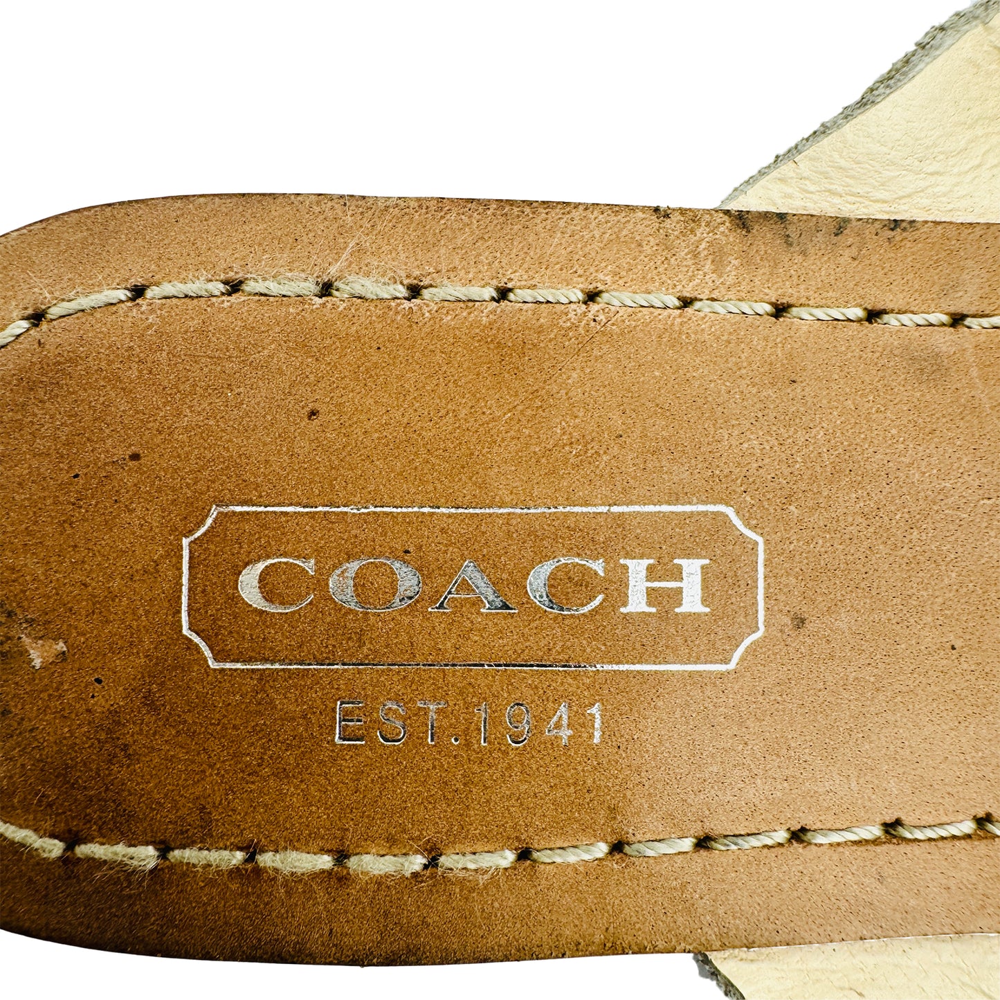 Coach Women's 'Metallic Silver Tan' Flip Flops (Size 36)