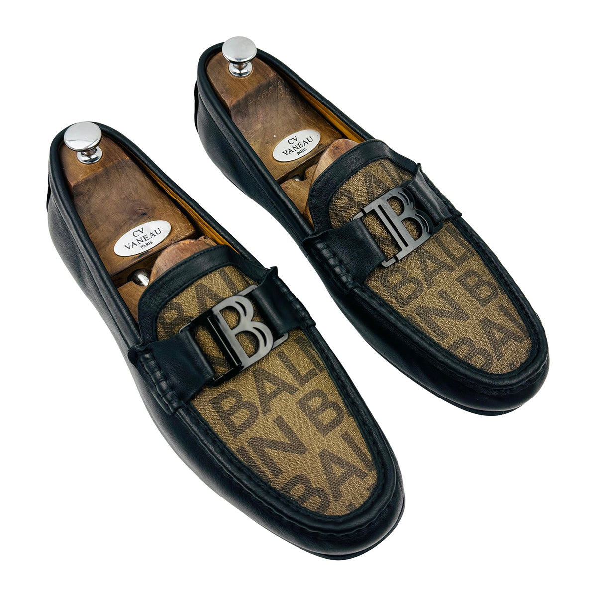 Balmain Men's Monogram Leather B Buckle Loafers (Size 45)