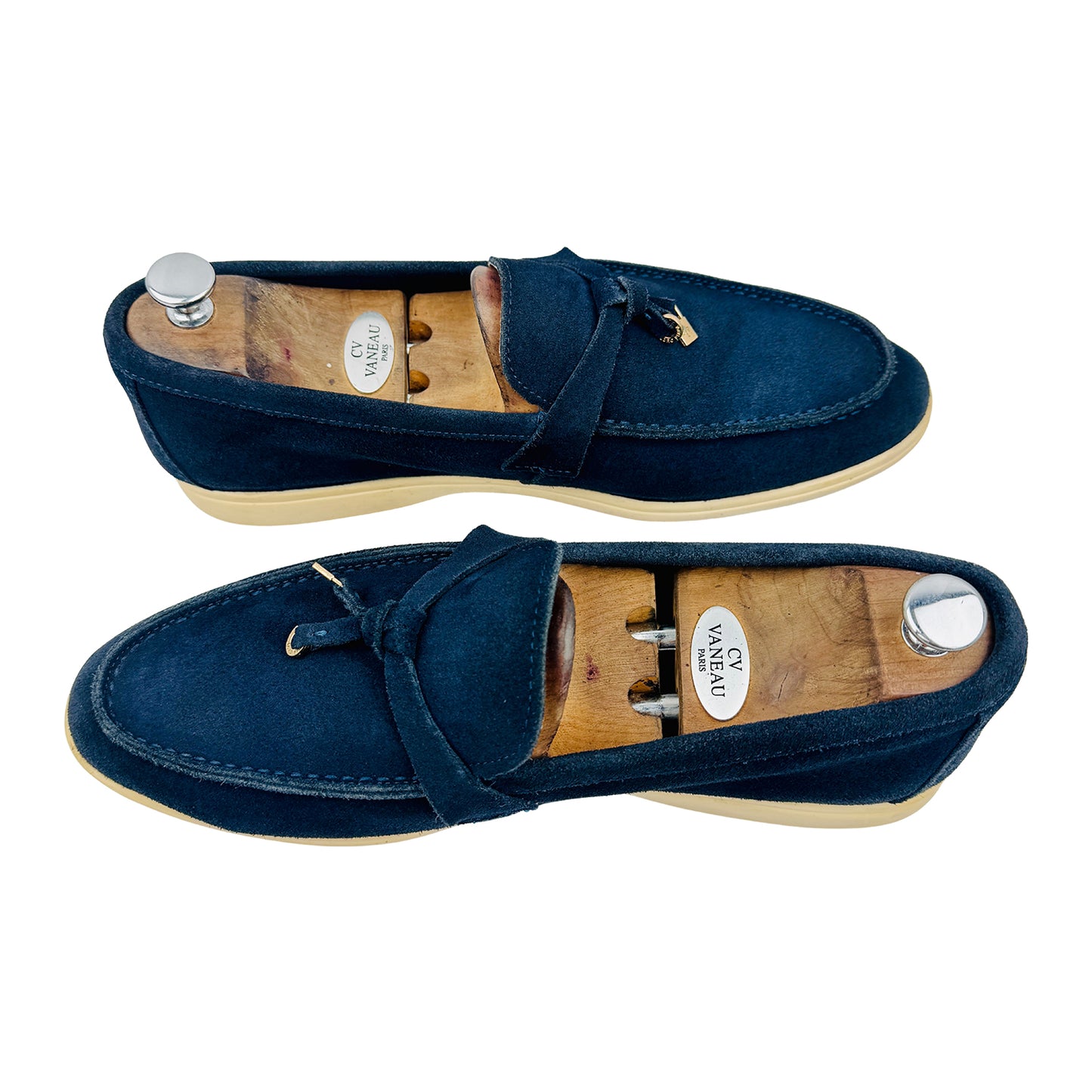 Loro Piana Summer Charms Walk Navy Loafers (Size 45) - H18068