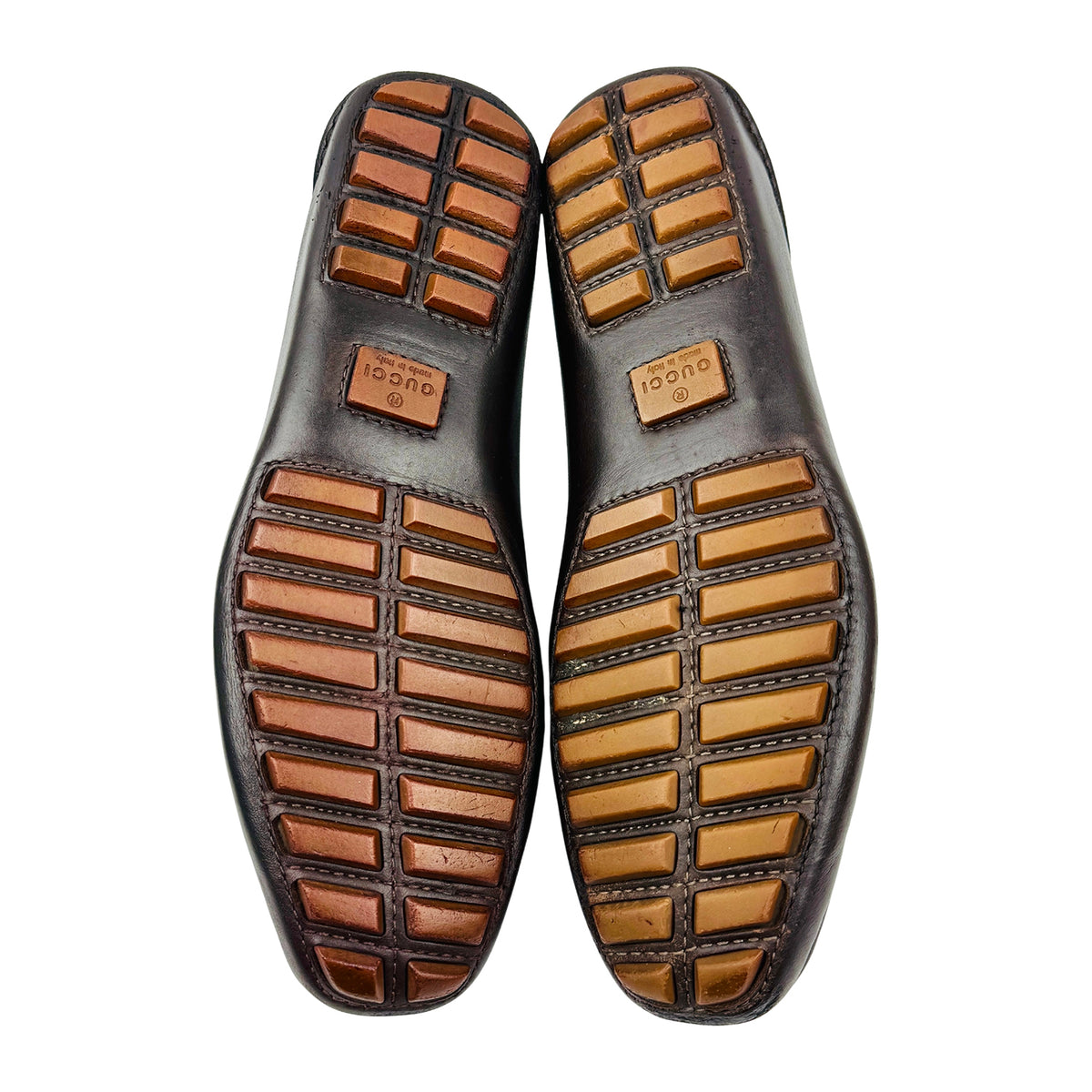 Gucci GG Canvas Dark Brown Leather Driving Loafers (Size 41)