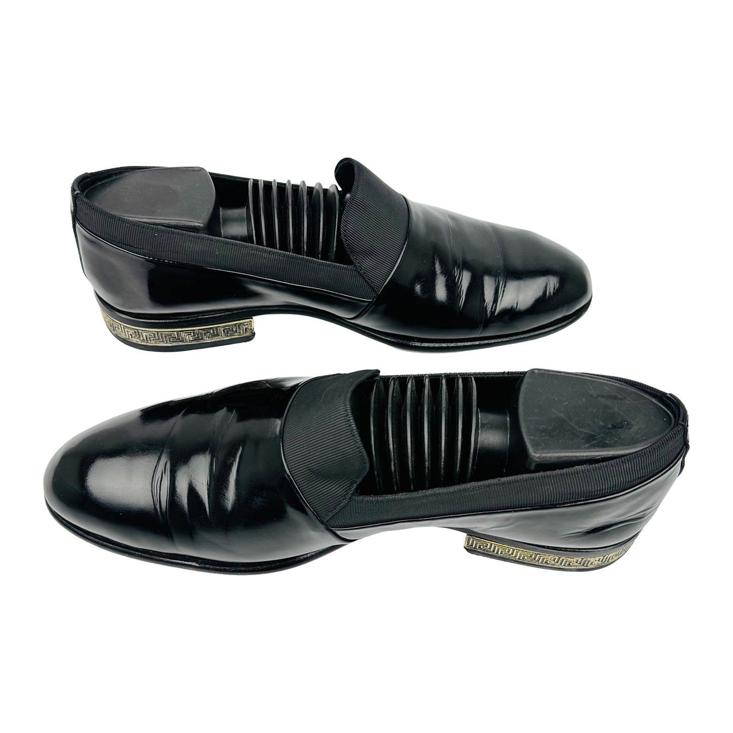 Versace Patent Leather Greca Pattern Heel Loafers (Size 40.5/41)